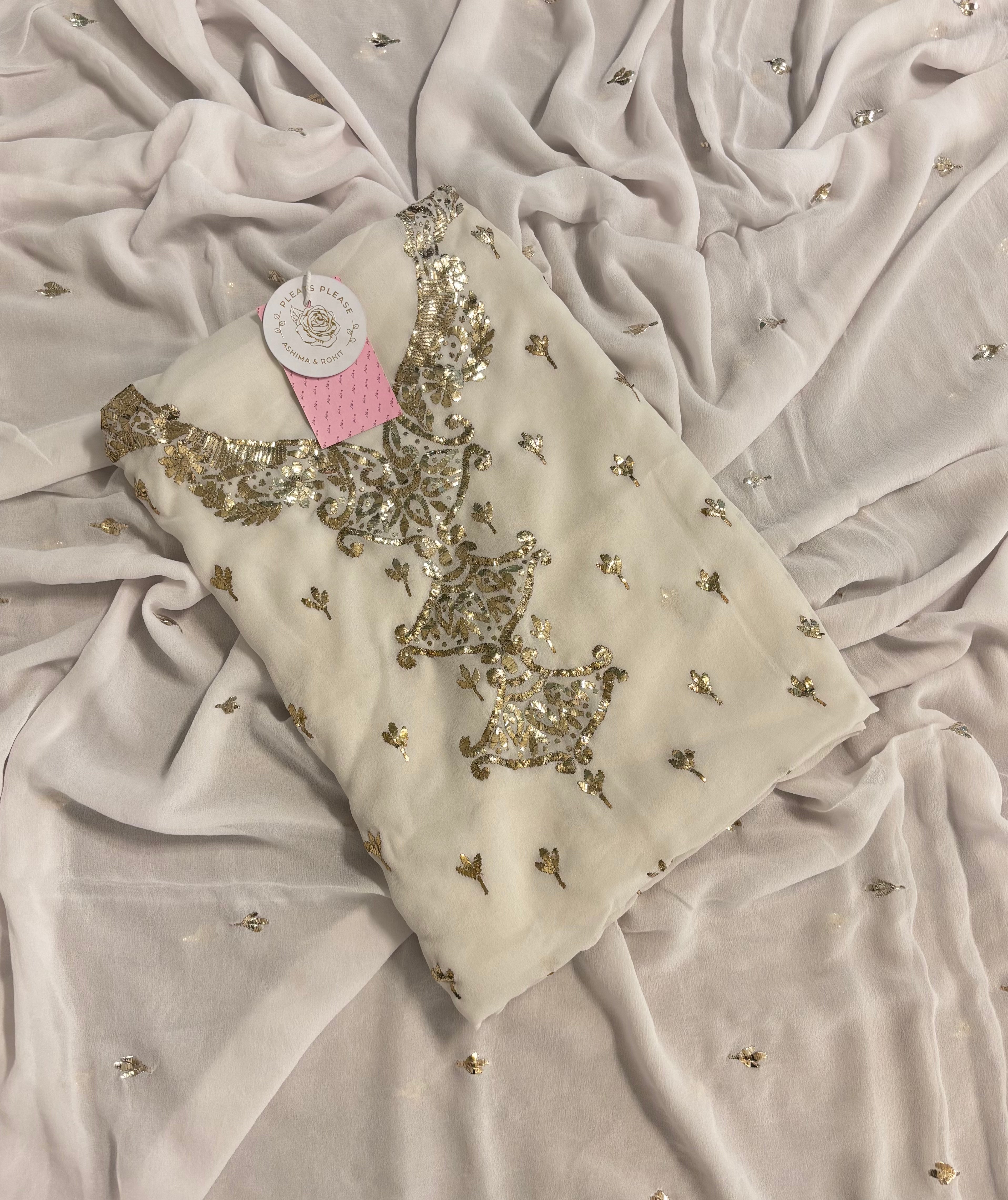 Dyeable Pure & Premium Badla Kurta & Dupatta