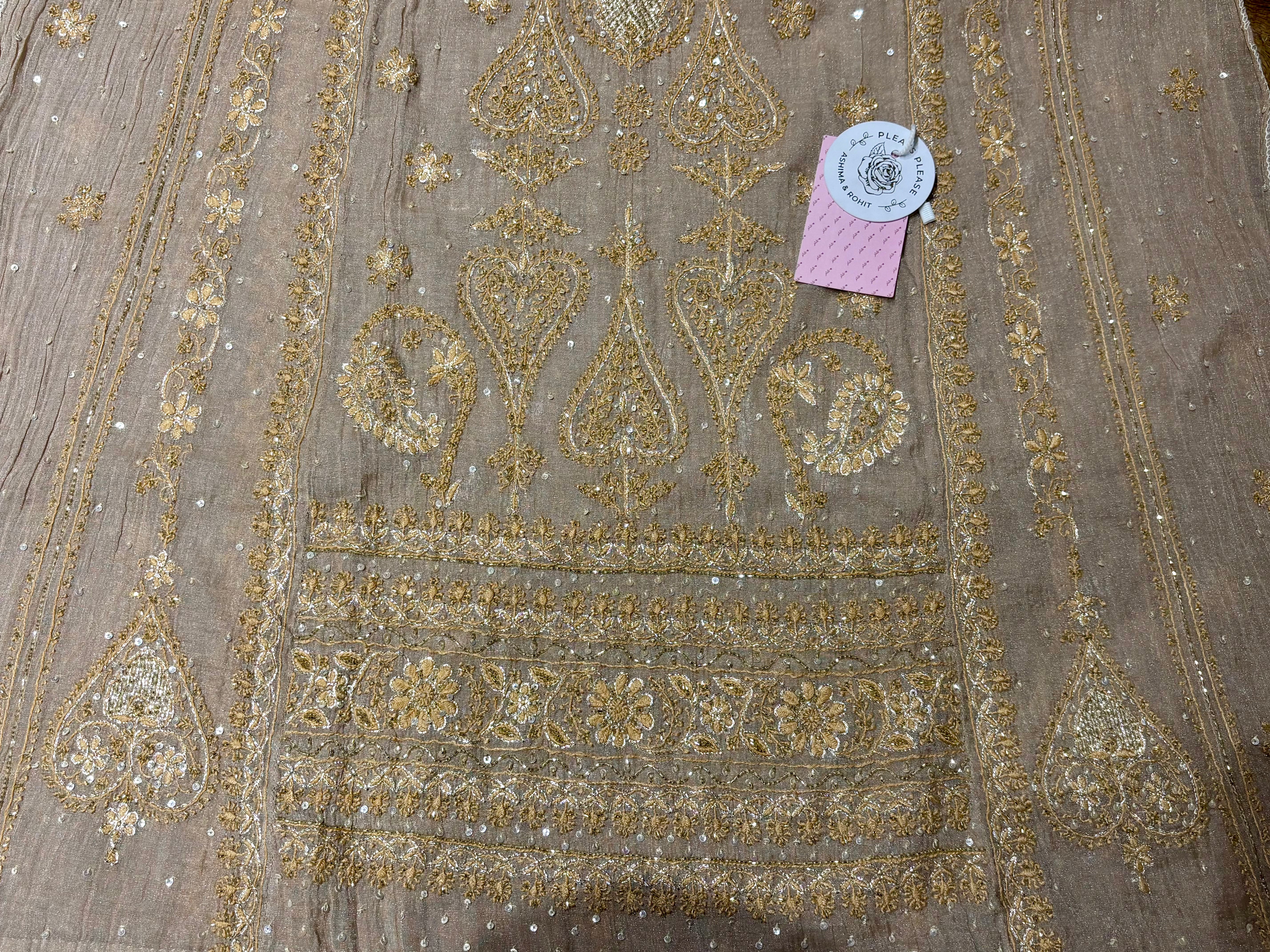 Bronze Tissue A line Anarkali & Dupatta