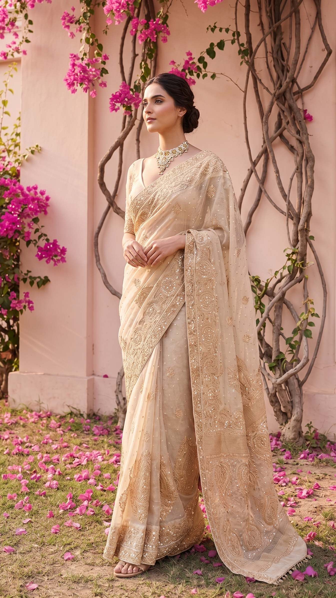 Dyeable Pure & Premium Tissue Chikankari Saree