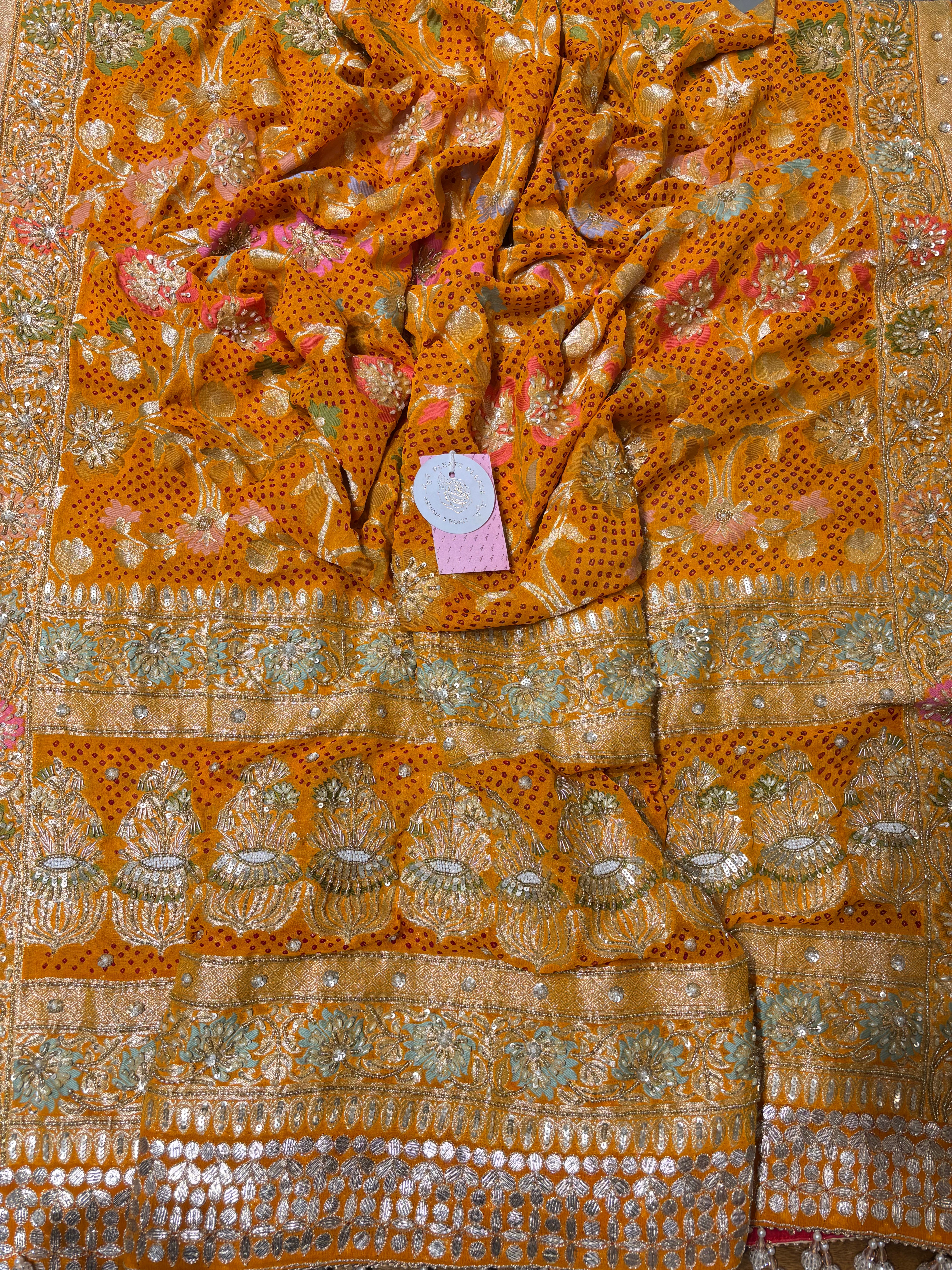 Yellow Pure & Premium Georgette Bandhej Dupatta