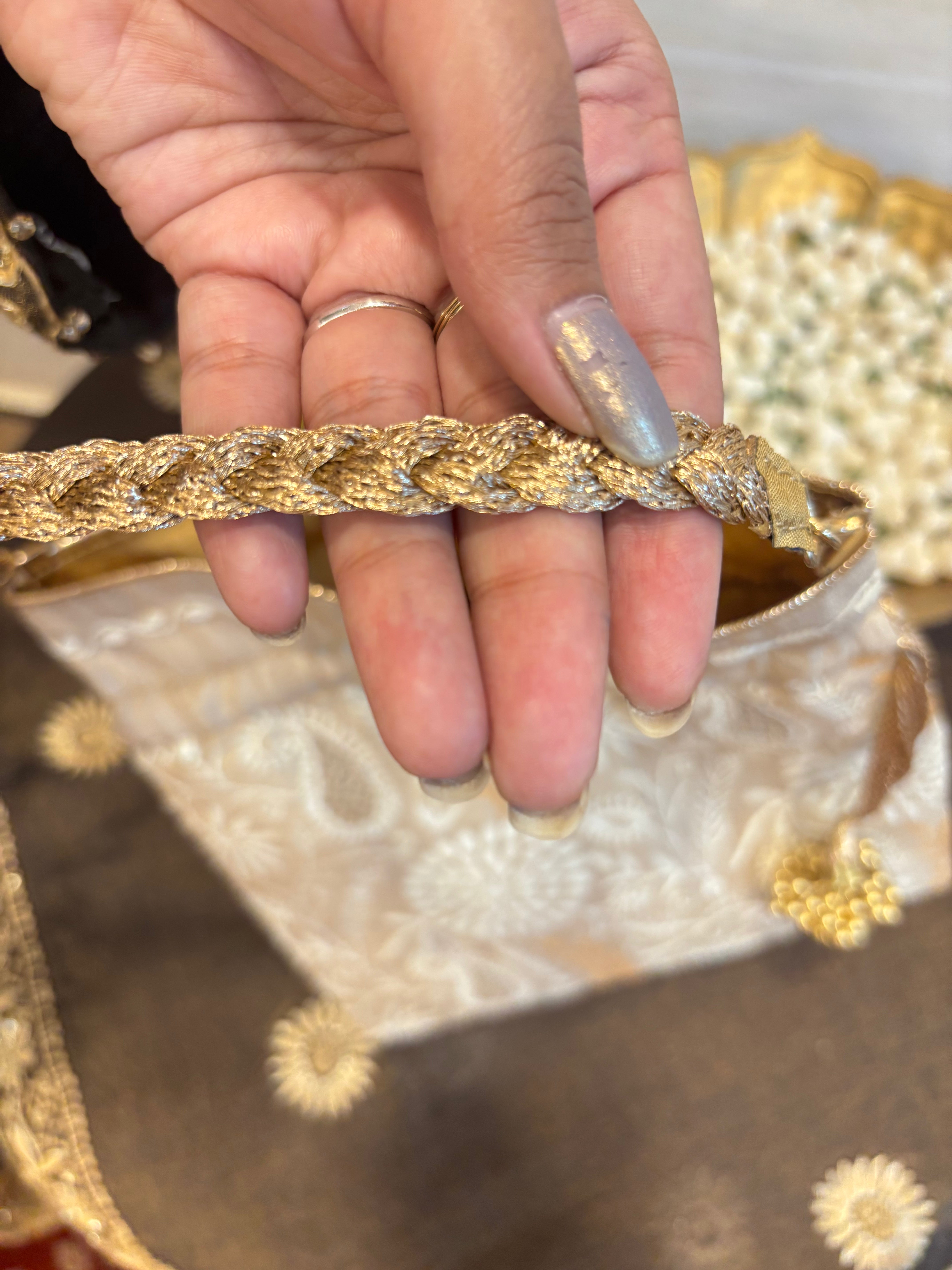 Beige Chikankari Potli