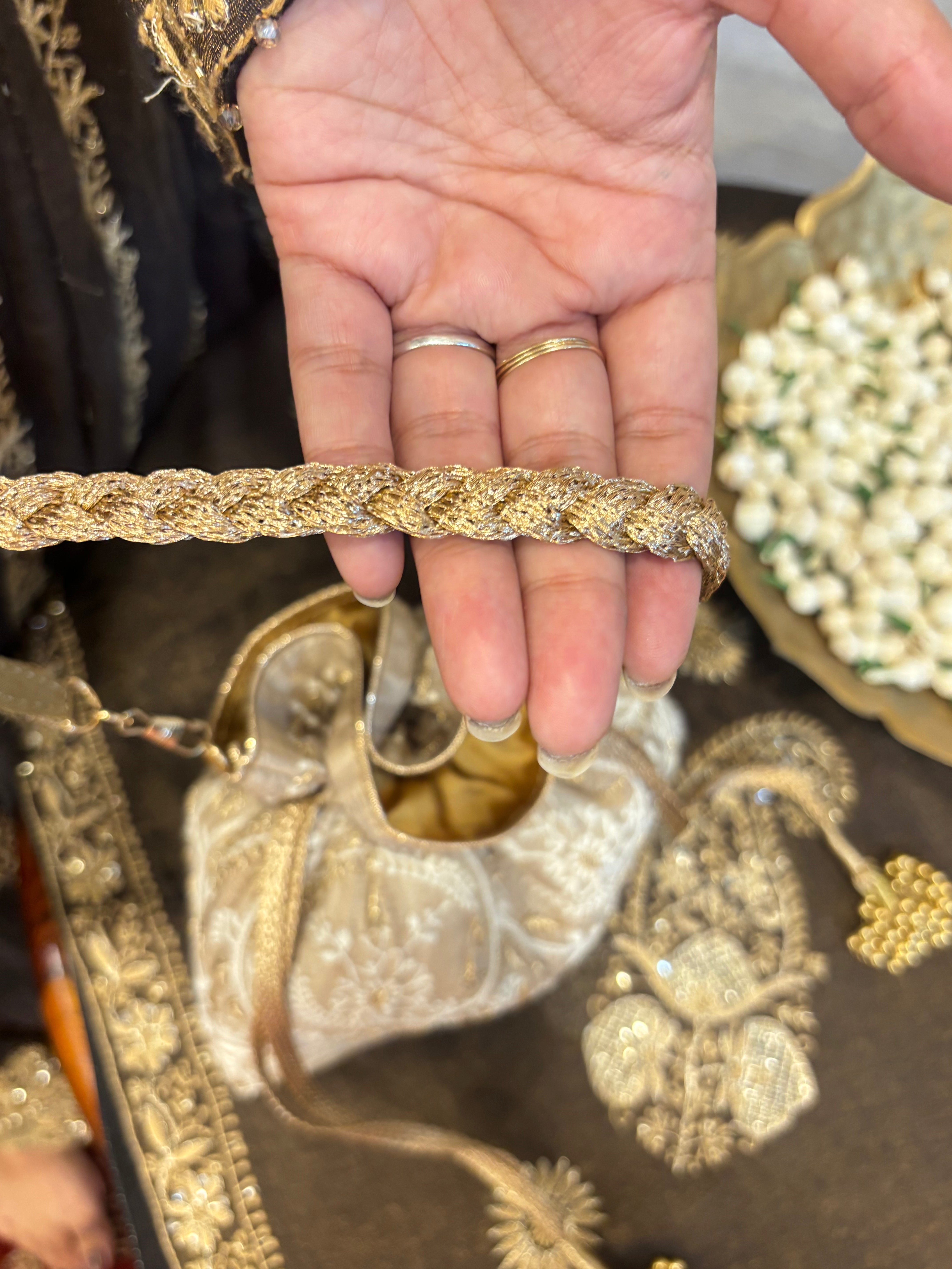 Beige ChikankarinPotli