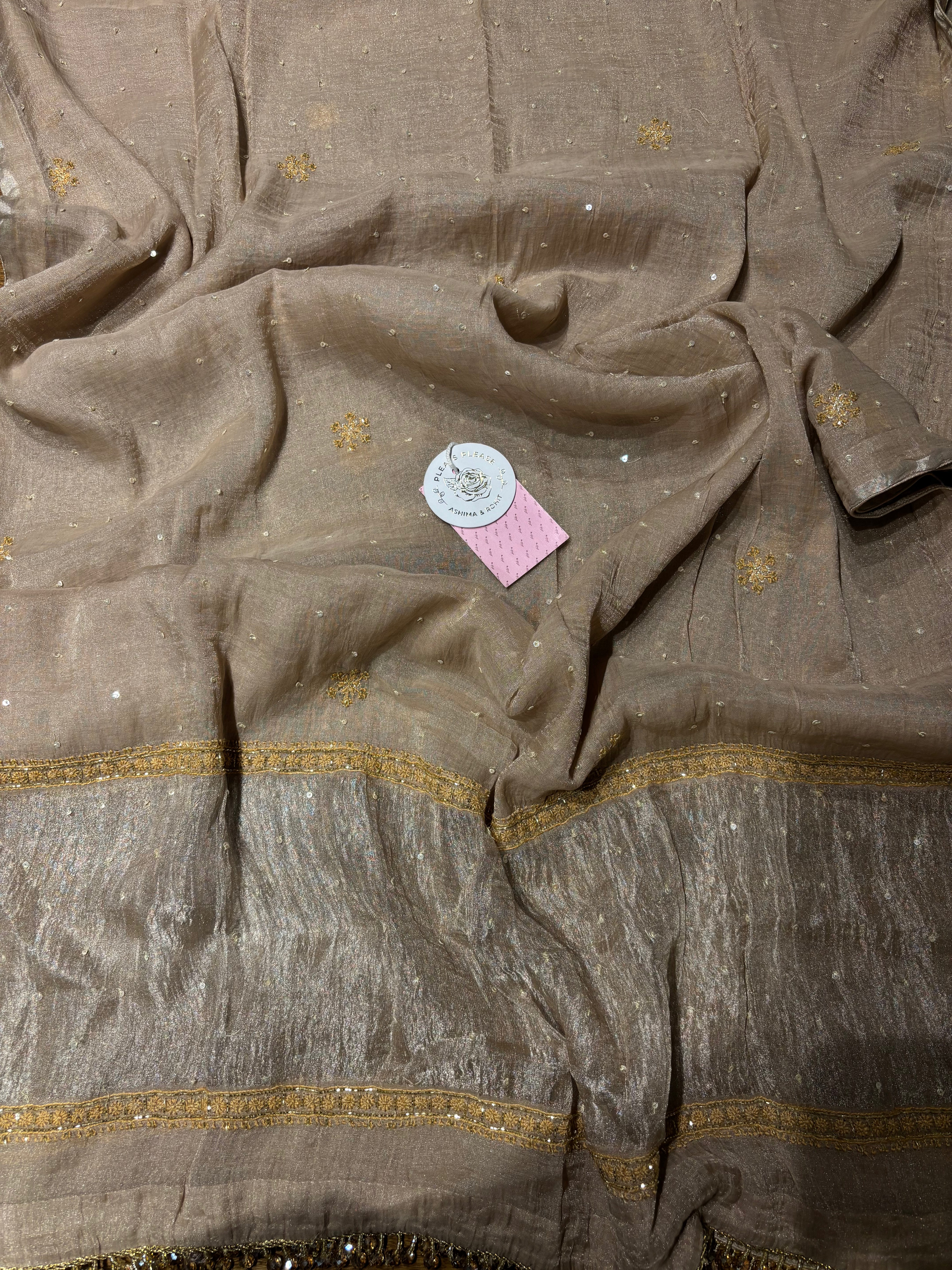 Bronze Tissue A line Anarkali & Dupatta