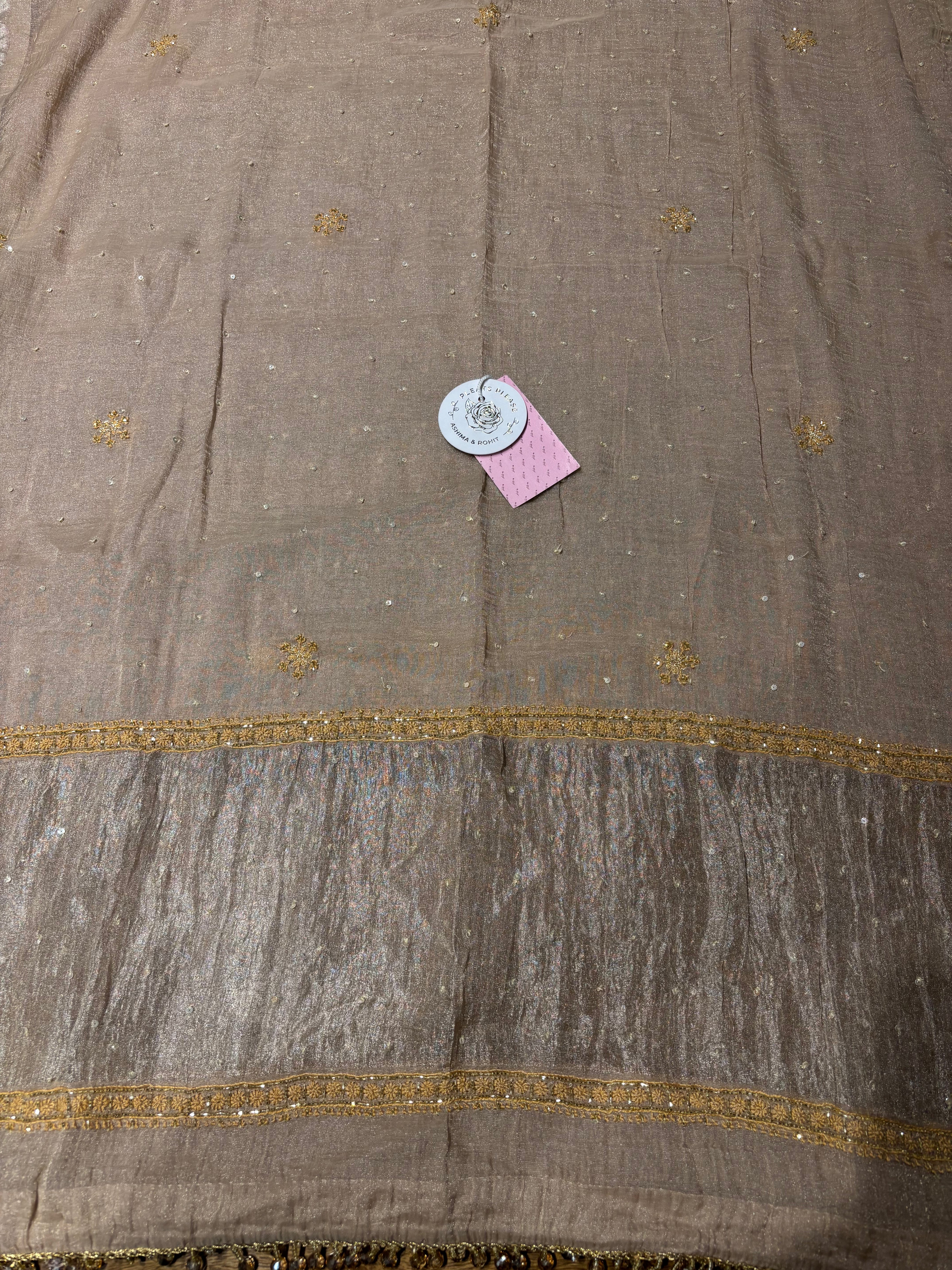 Bronze Tissue A line Anarkali & Dupatta