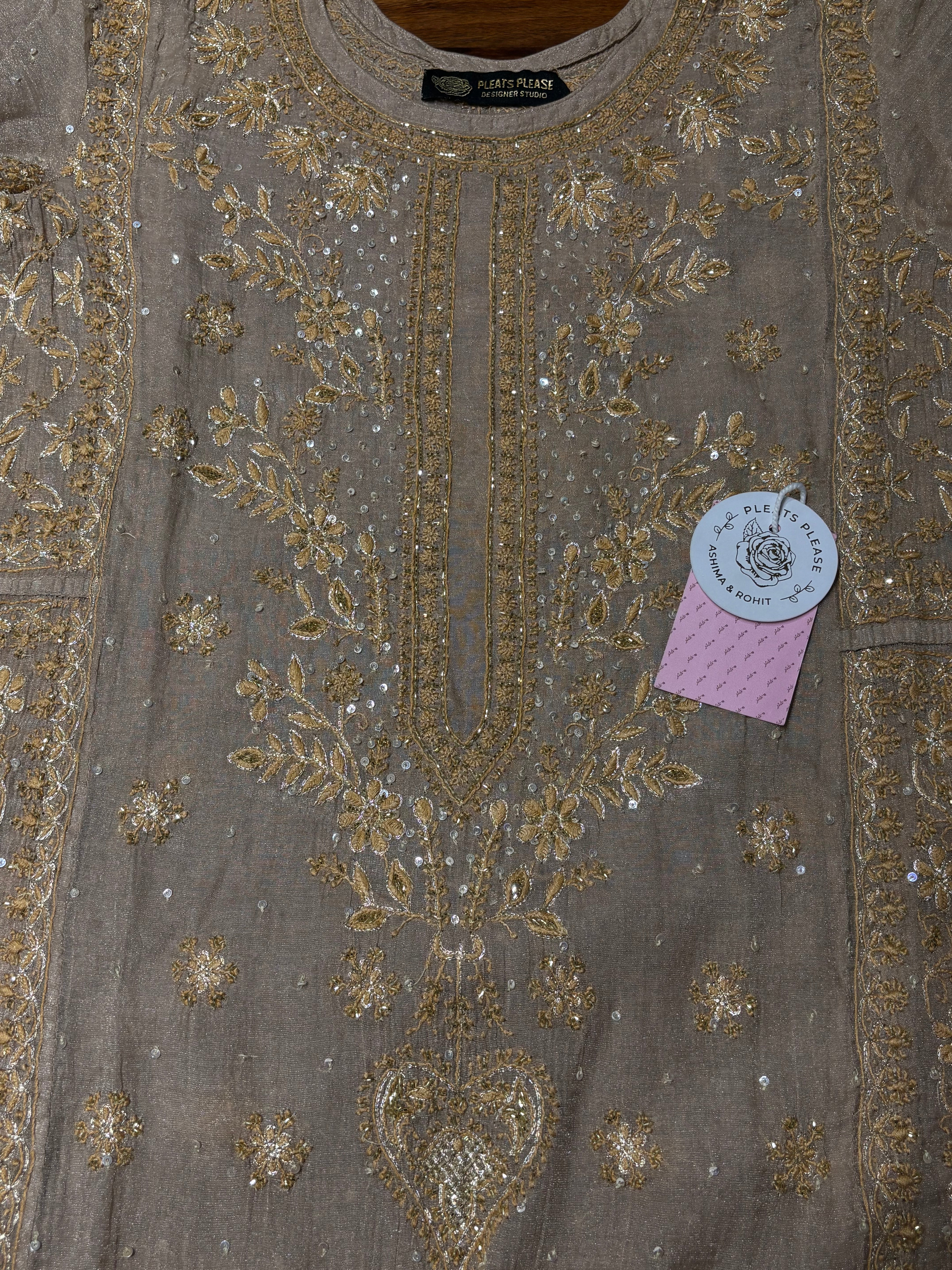 Bronze Tissue A line Anarkali & Dupatta