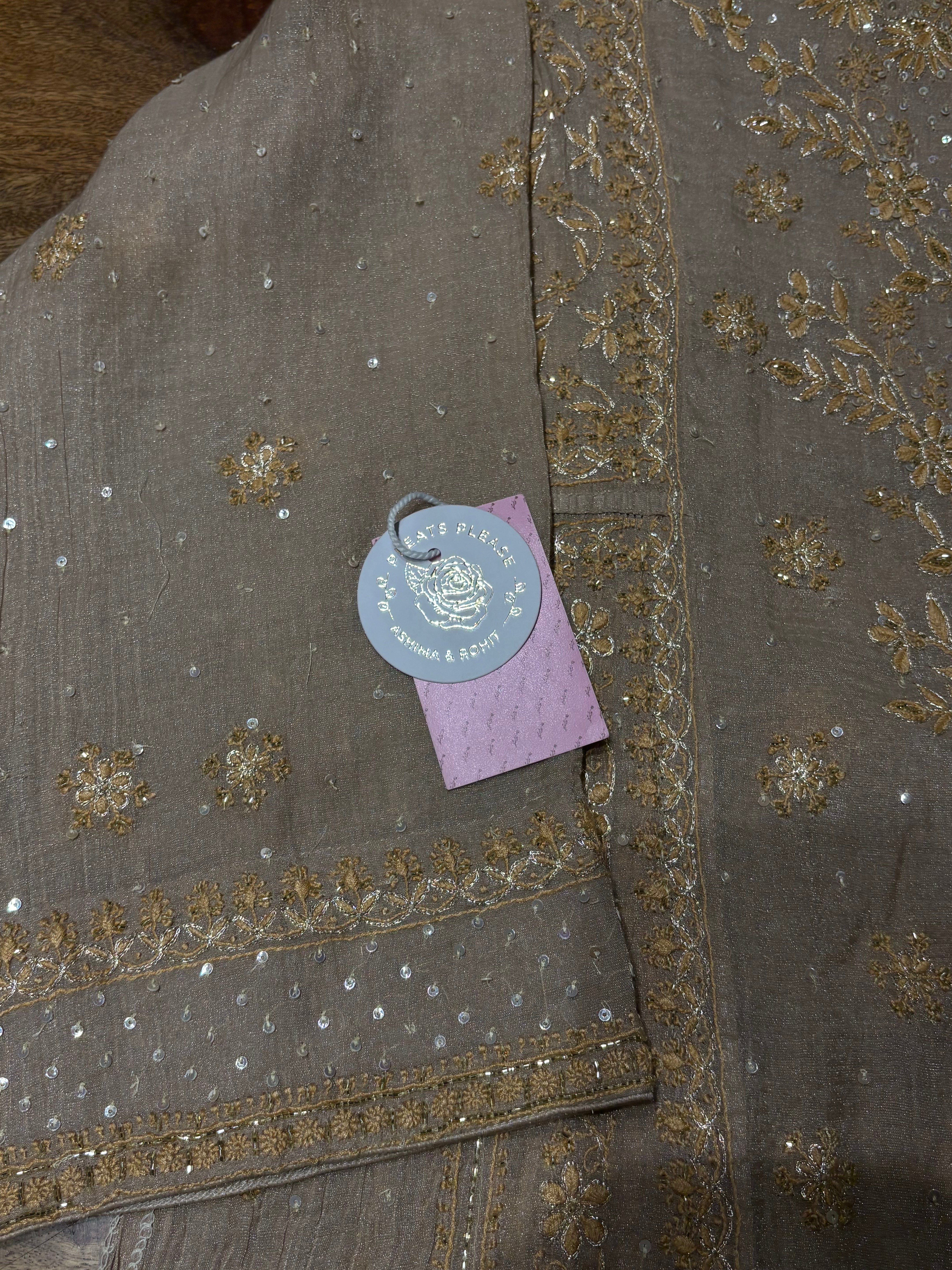 Bronze Tissue A line Anarkali & Dupatta