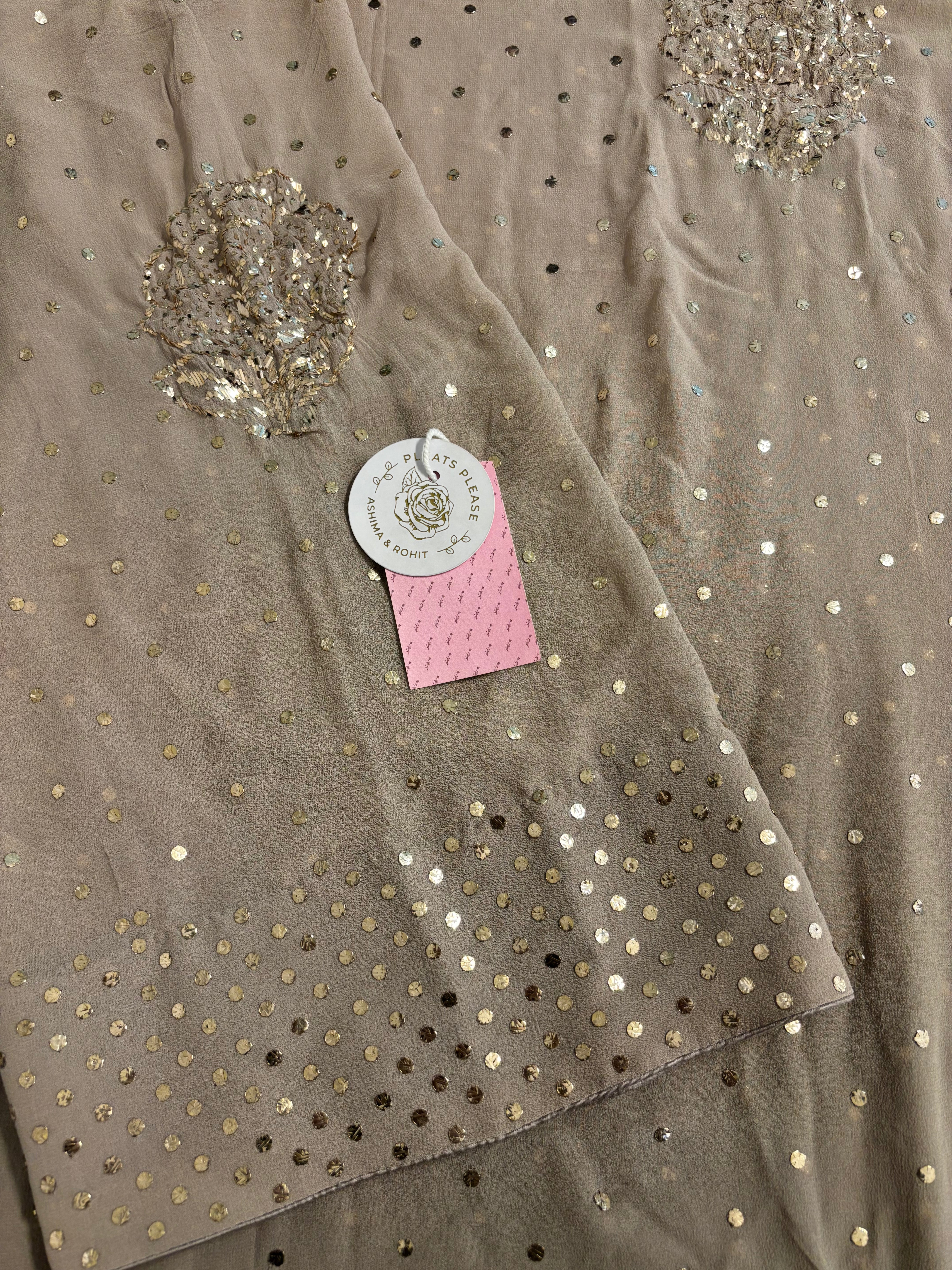 Ash Brown Ombre Pure & Premium Georgette Badla kurta & Dupatta