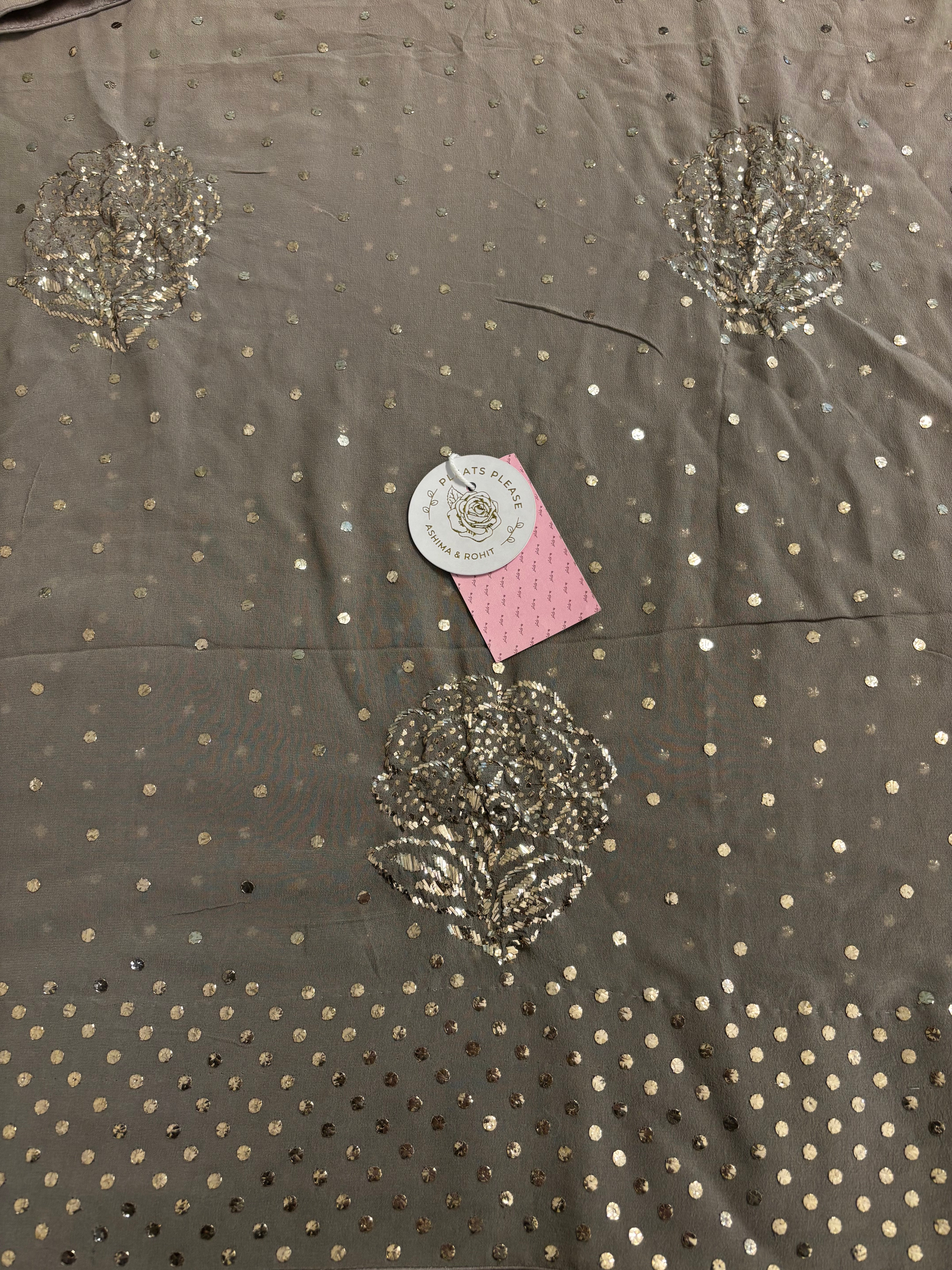 Ash Brown Ombre Pure & Premium Georgette Badla kurta & Dupatta