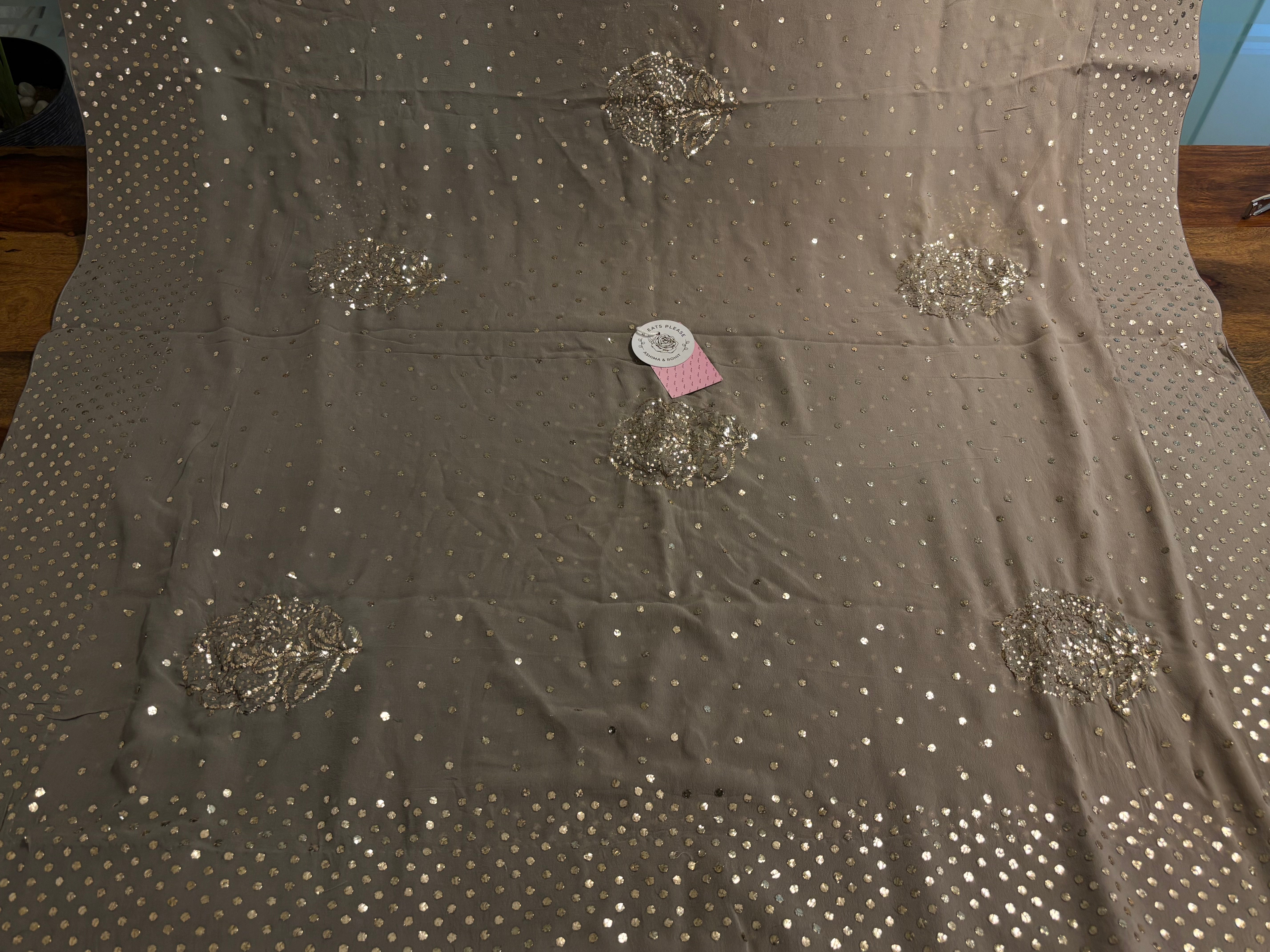 Ash Brown Ombre Pure & Premium Georgette Badla kurta & Dupatta