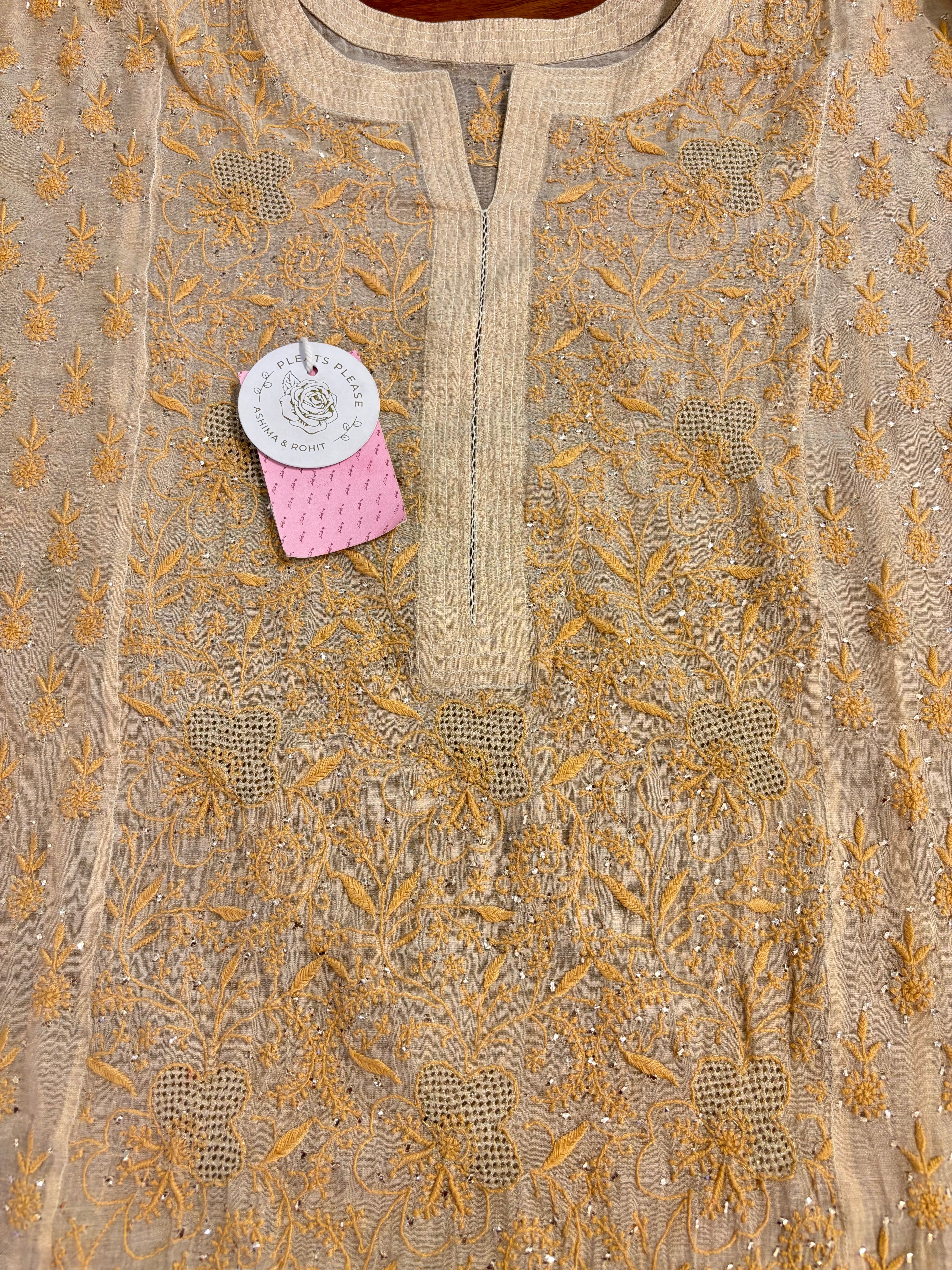 Dyeable Pure and Premium Tissue Chikankari Kurta & Dupatta