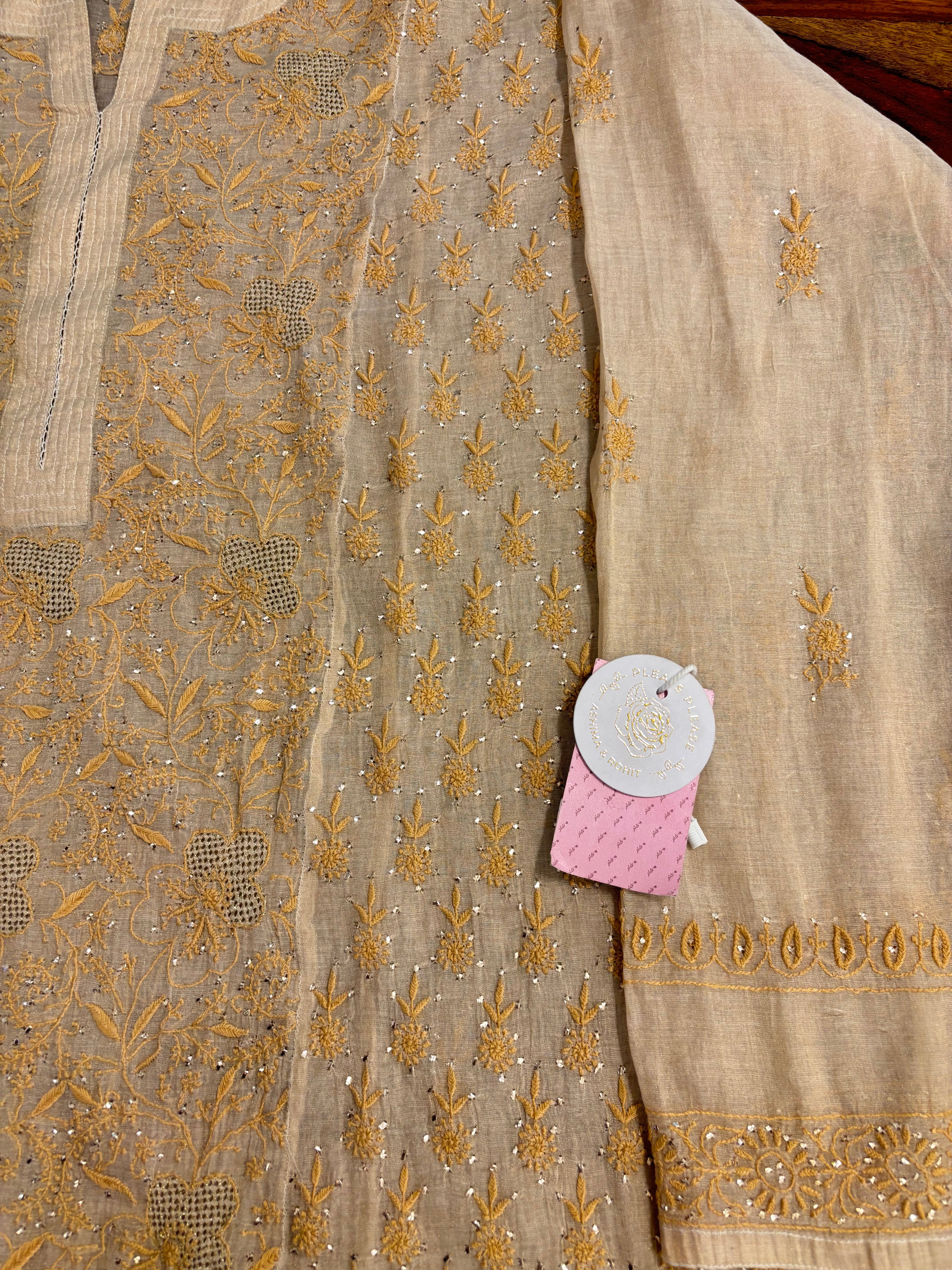 Dyeable Pure and Premium Tissue Chikankari Kurta & Dupatta