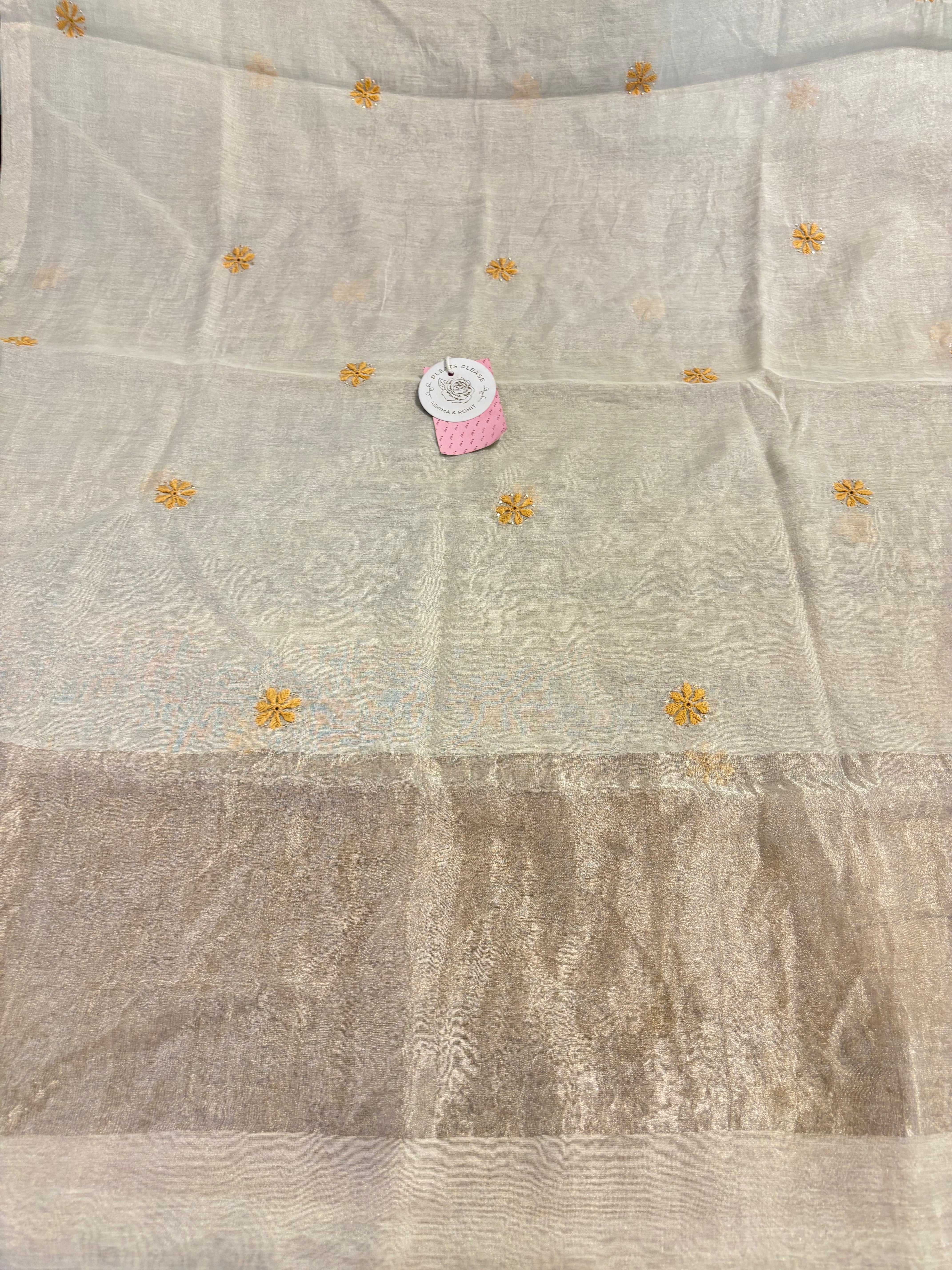 Dyeable Pure & Premium Silver Tissue Chikankari Kurta & Dupatta