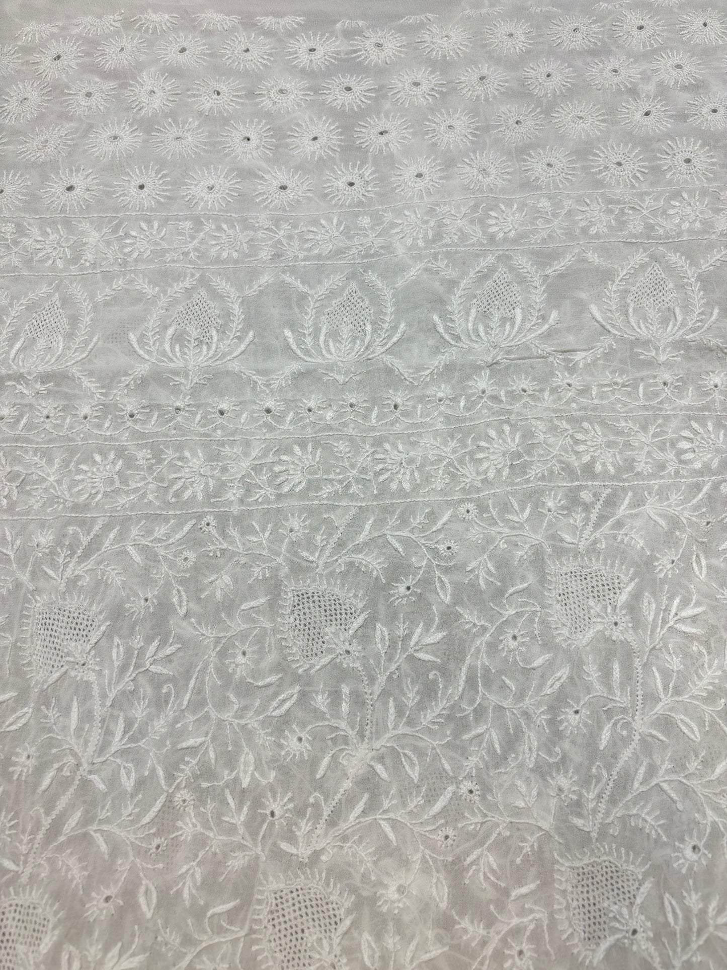 Dyeable Pure Georgette Chikankari Kurta and Dupatta Fabric