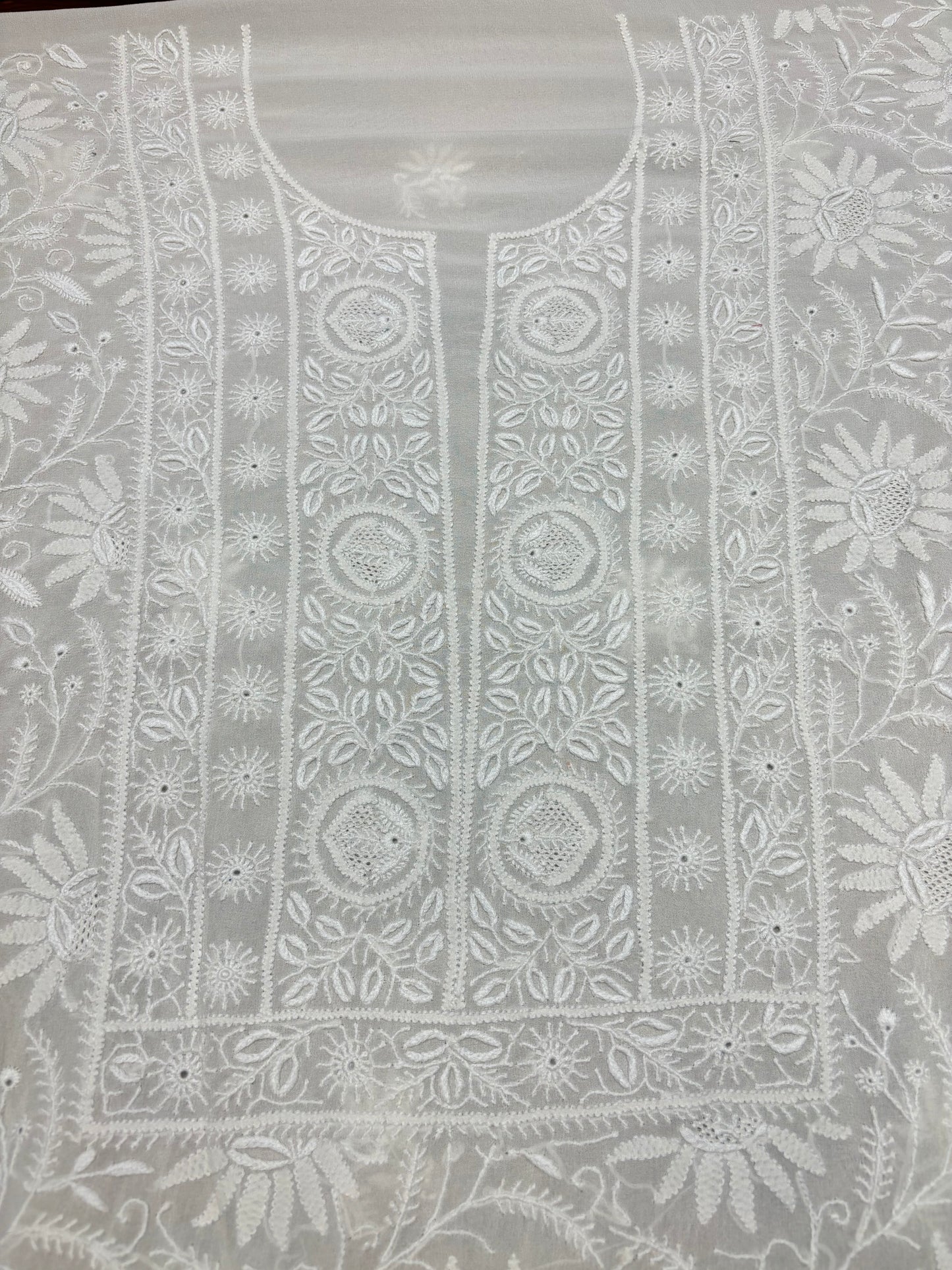 Dyeable Pure Georgette Chikankari Kurta and Dupatta Fabric