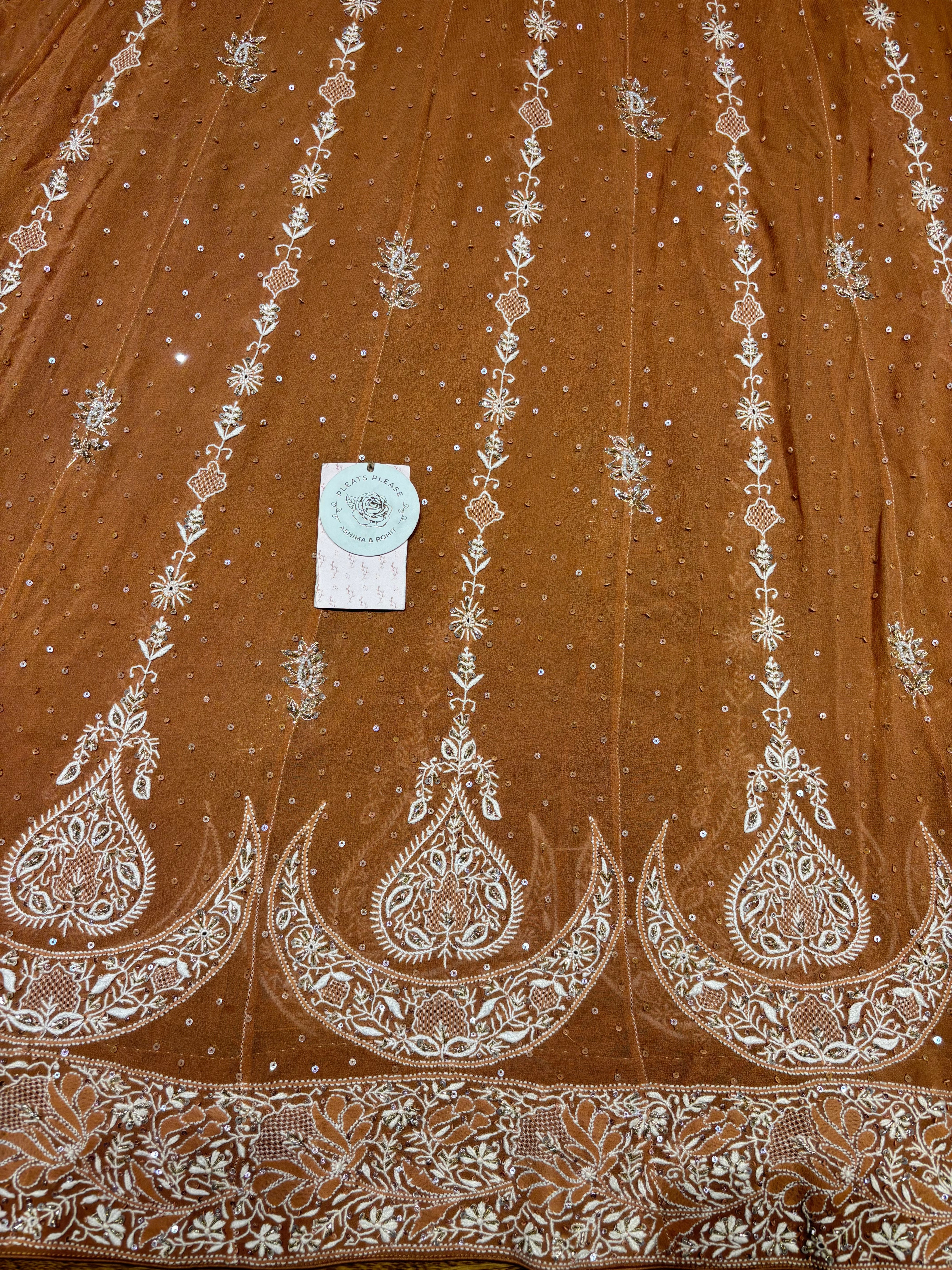 Caramel Brown Pure & Premium Georgette Anarkali & Dupatta Set