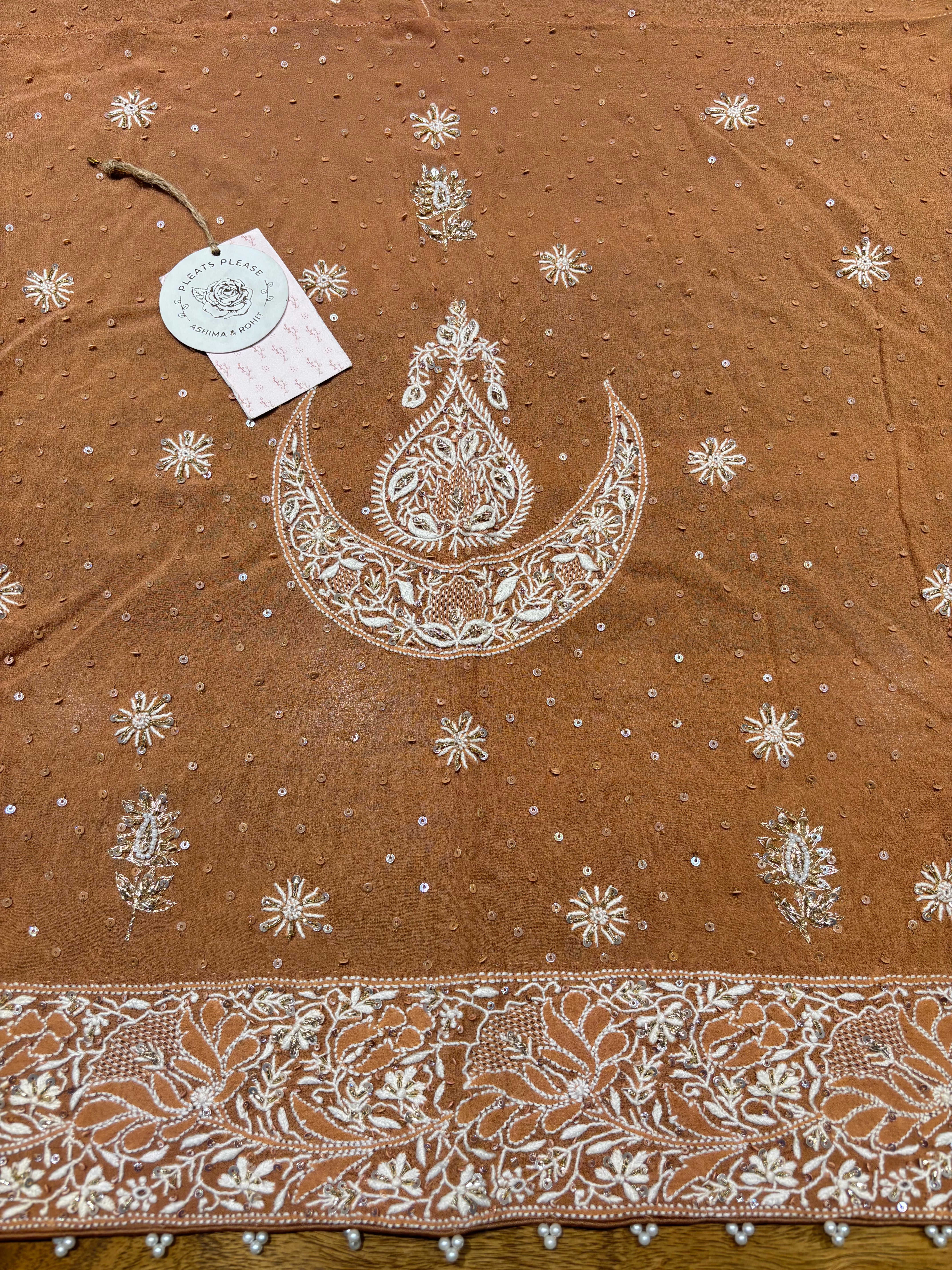 Caramel Brown Pure & Premium Georgette Anarkali & Dupatta Set