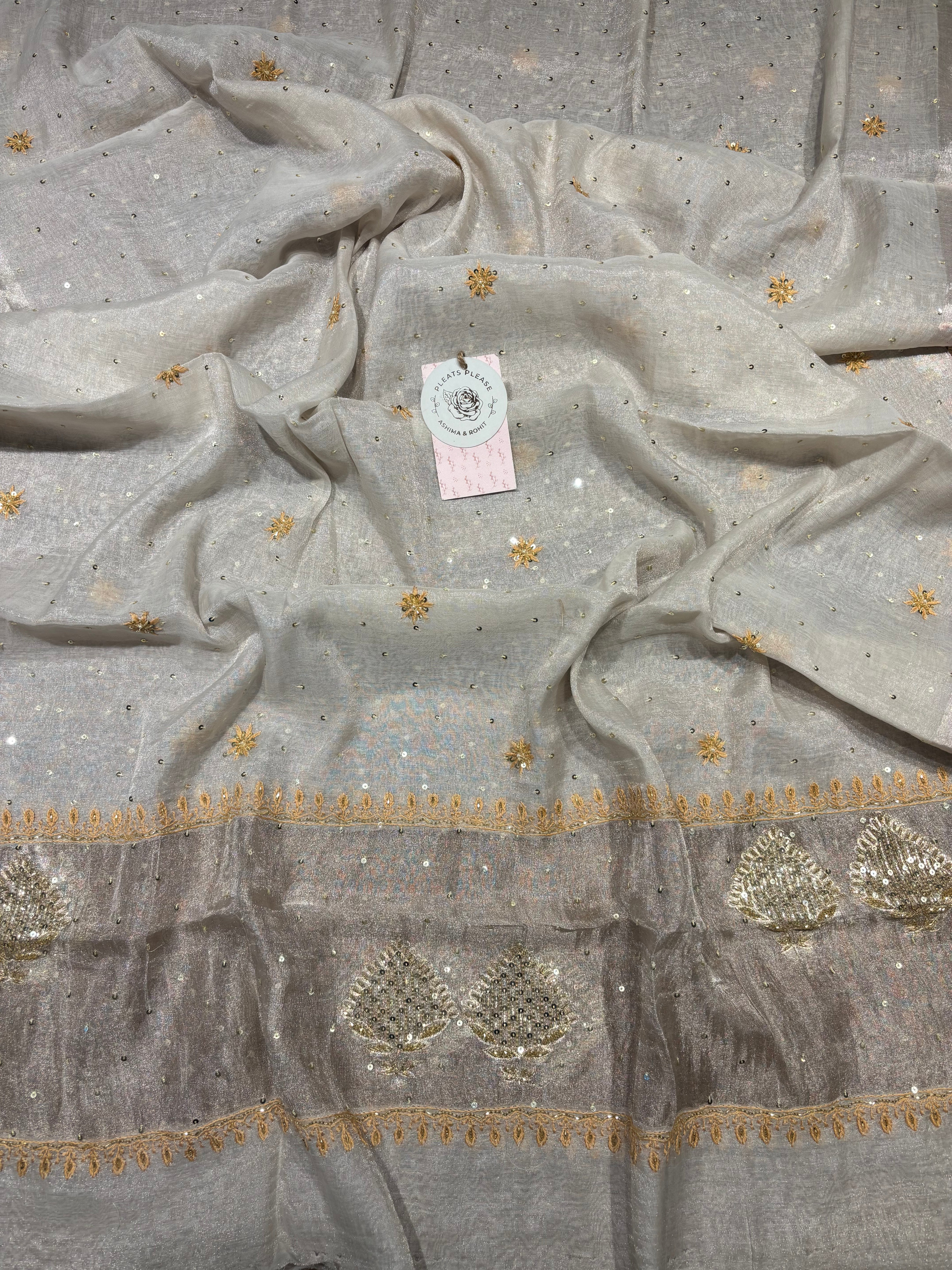 Dyeable Pure & Premium Silver Tissue A-Line Anarkali & Dupatta Set
