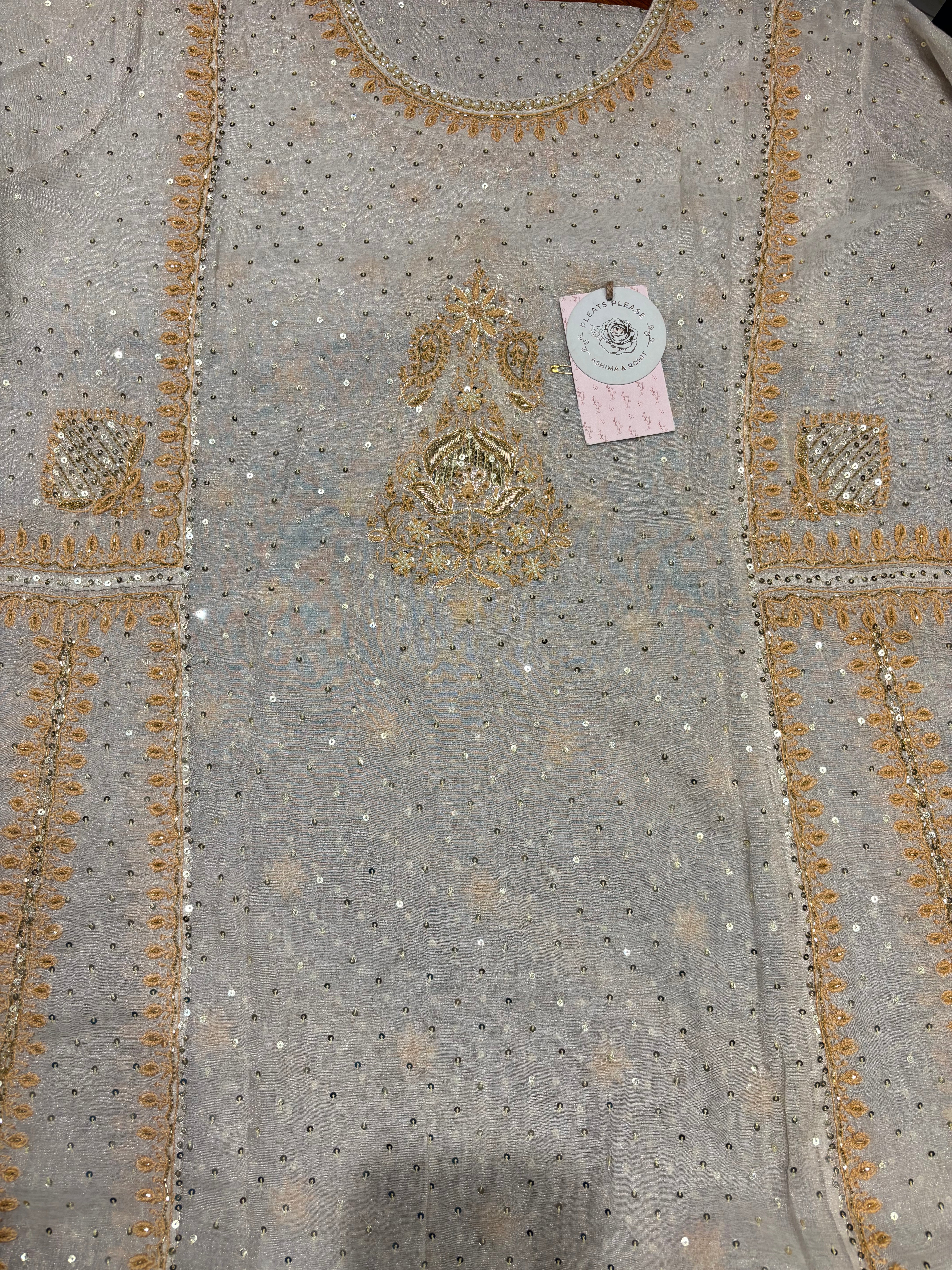 Dyeable Pure & Premium Silver Tissue A-Line Anarkali & Dupatta Set