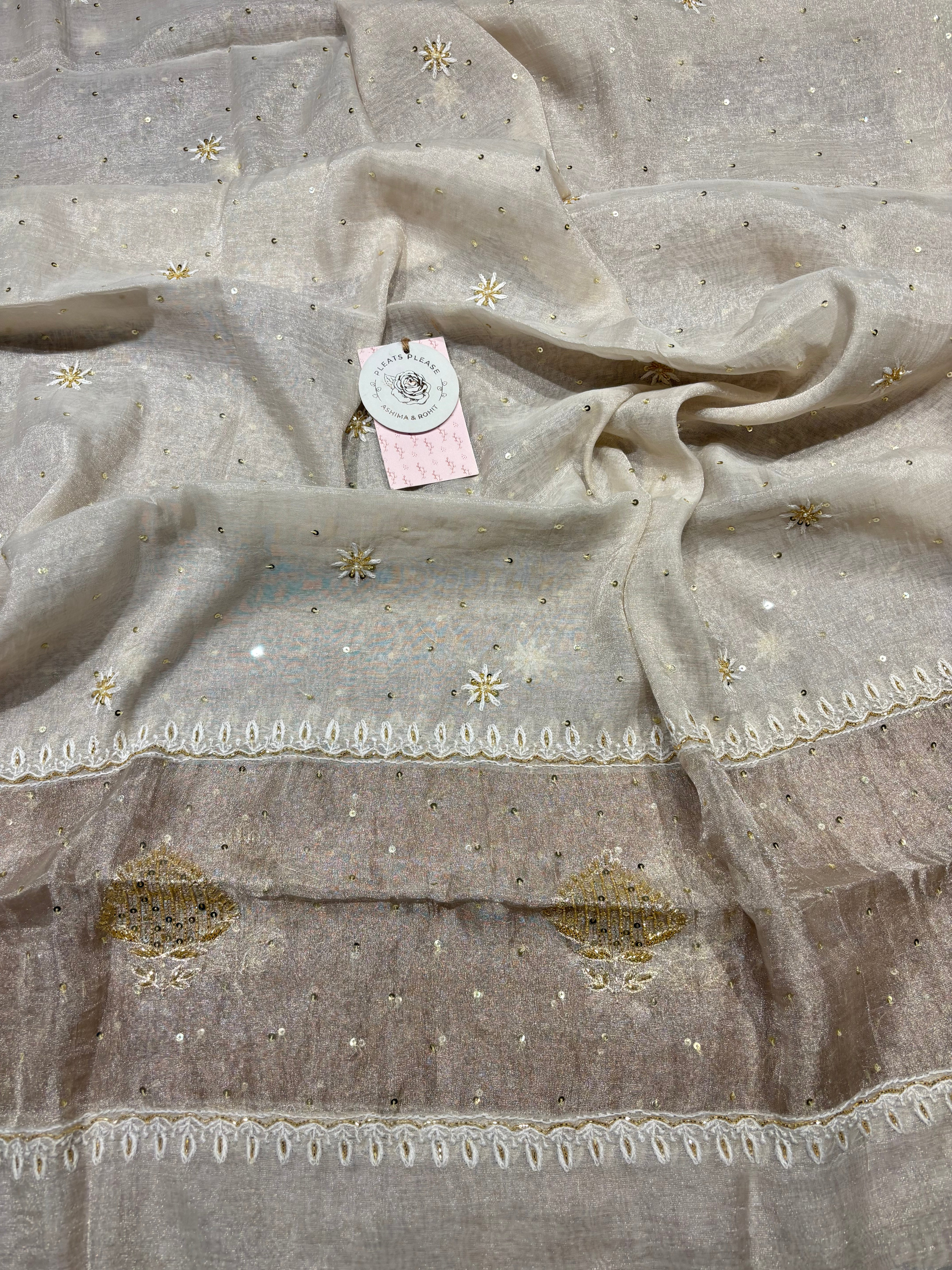 Dyeable Pure & Premium Silver Tissue A-Line Anarakli & Dupatta Set