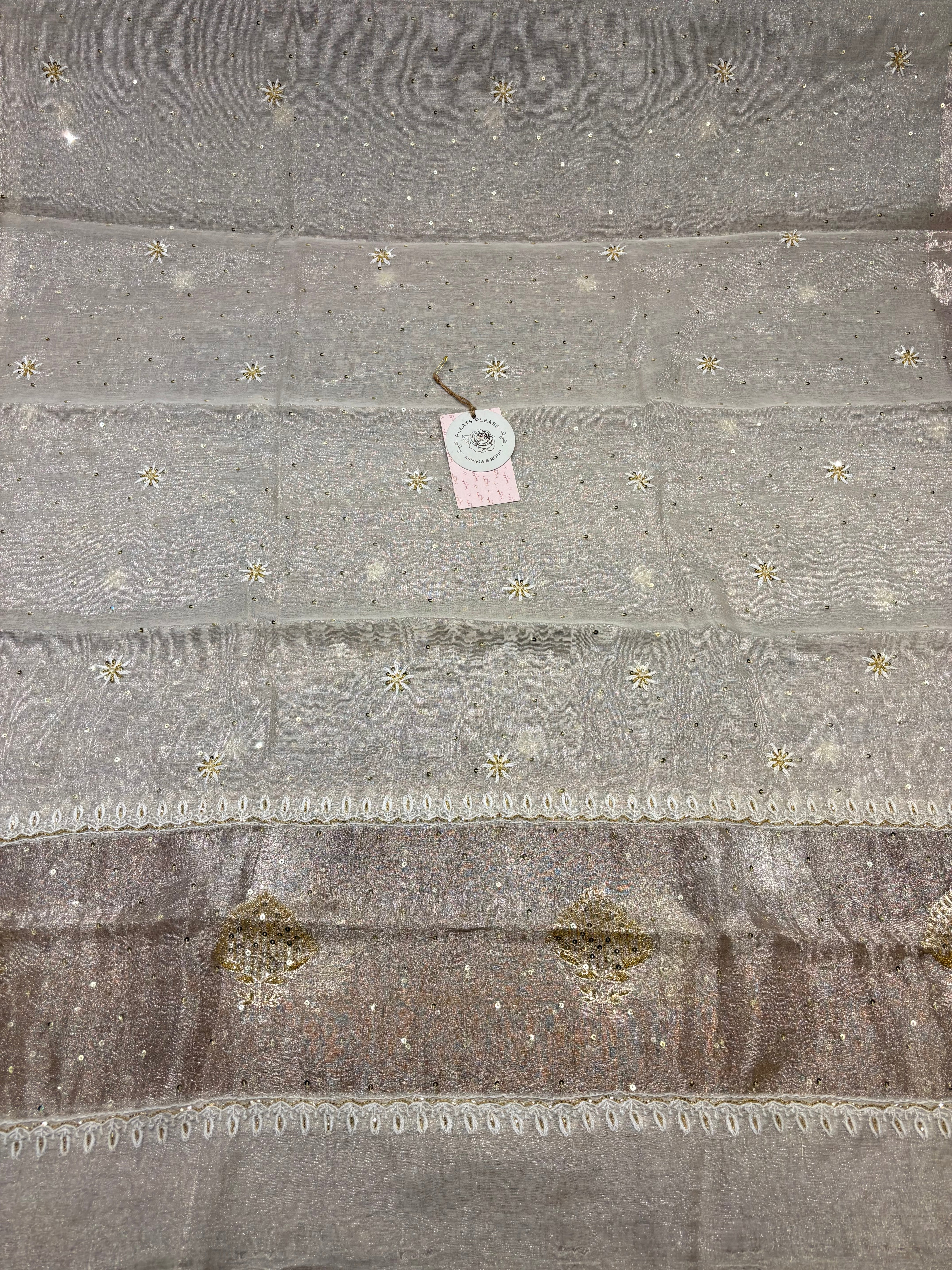 Dyeable Pure & Premium Silver Tissue A-Line Anarakli & Dupatta Set