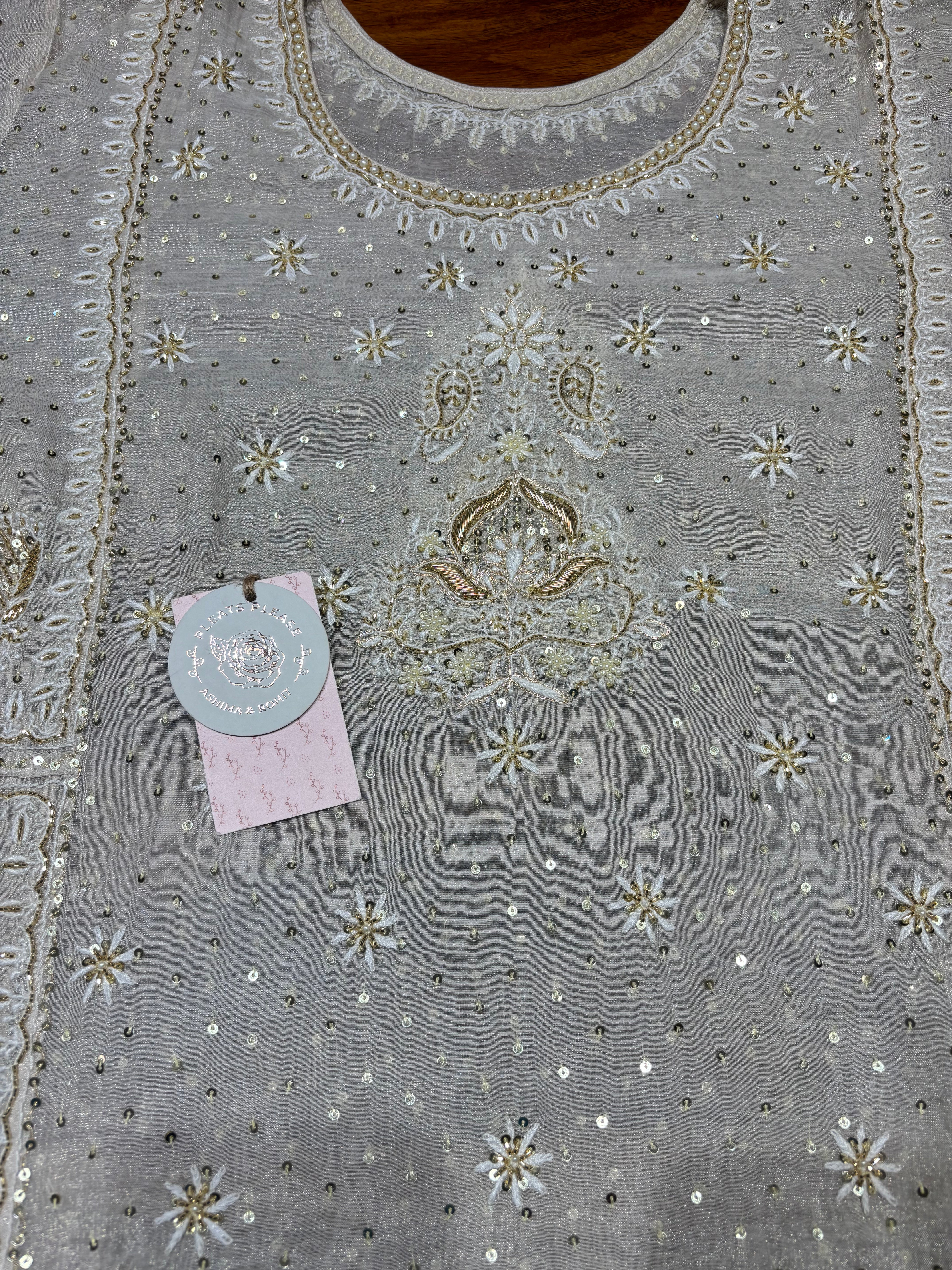 Dyeable Pure & Premium Silver Tissue A-Line Anarakli & Dupatta Set