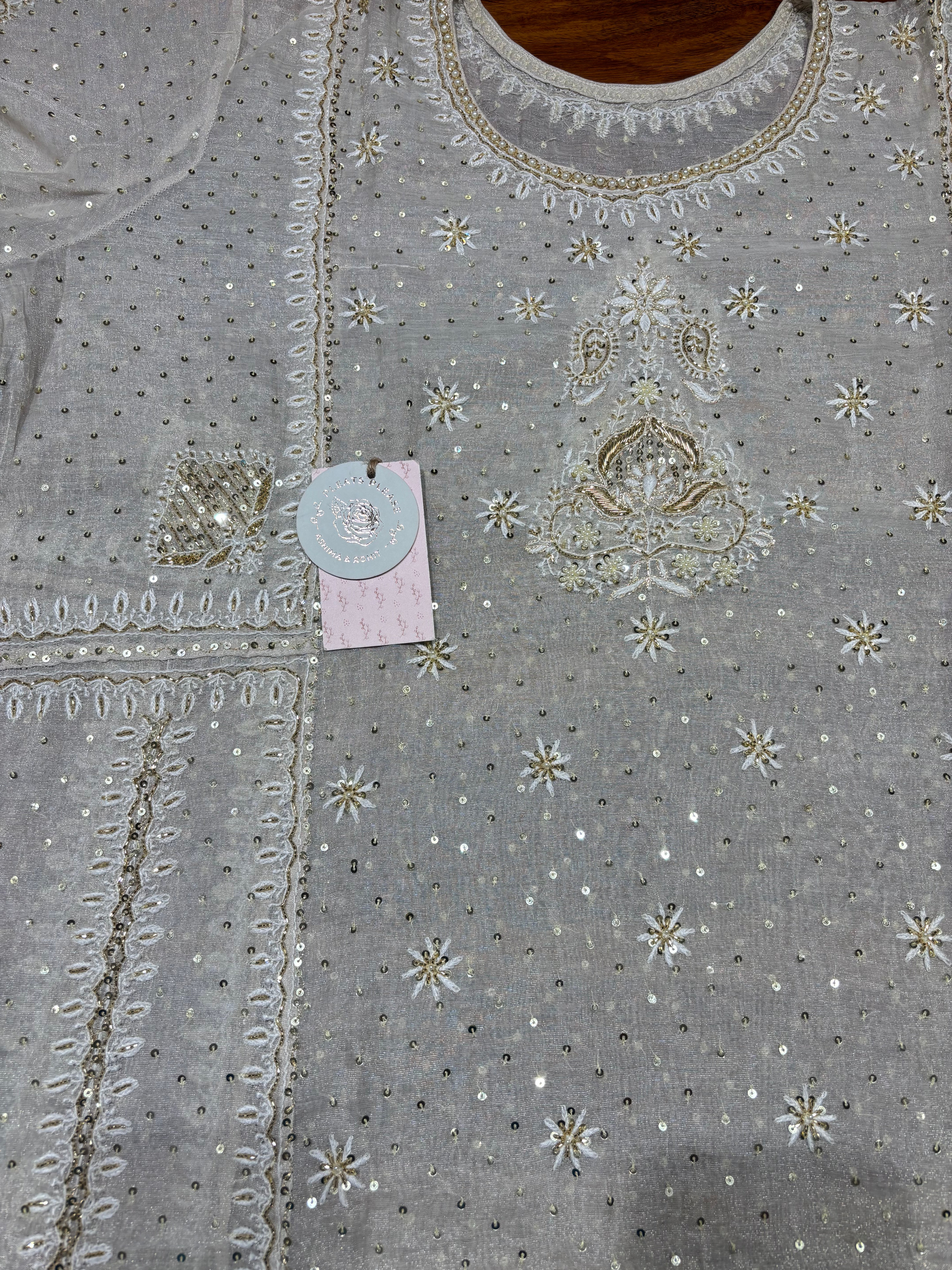 Dyeable Pure & Premium Silver Tissue A-Line Anarakli & Dupatta Set