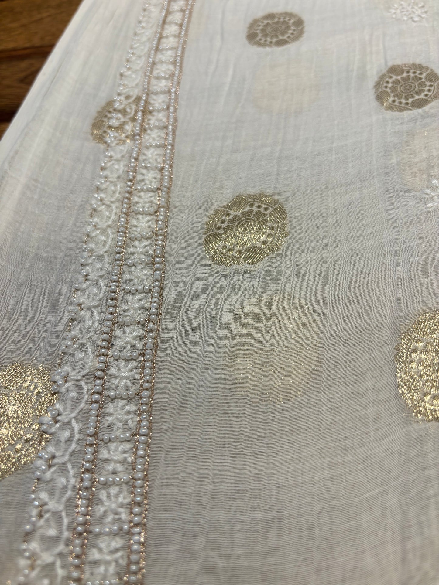 Dyeable Chanderi Mul Banarsi Chikankari Men’s Kurta