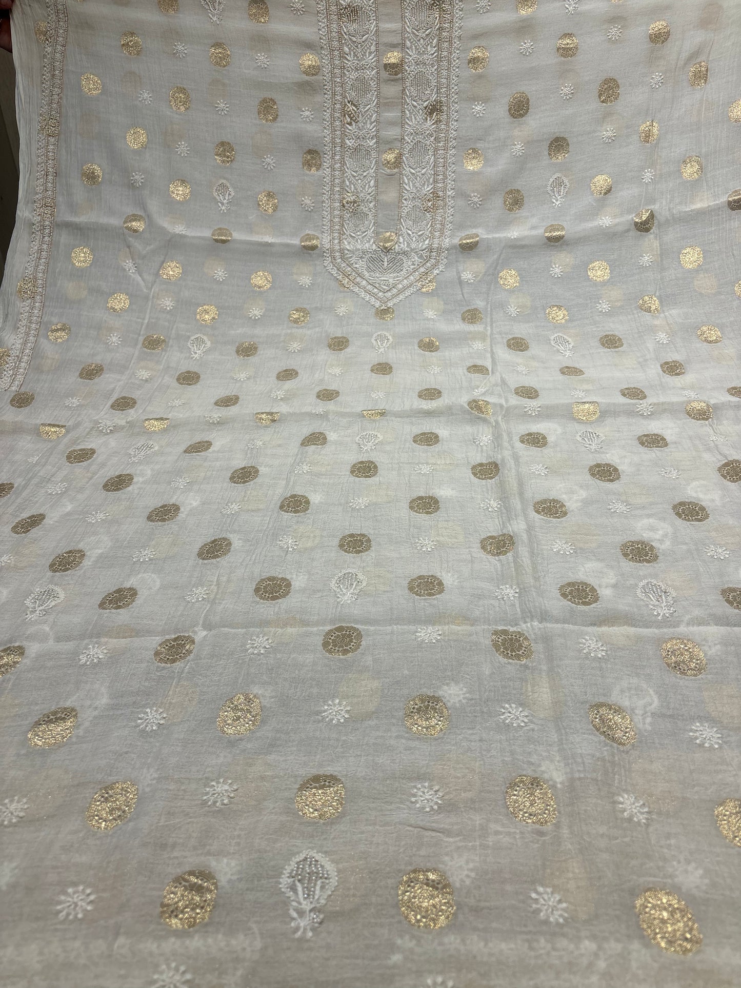 Dyeable Chanderi Mul Banarsi Chikankari Men’s Kurta