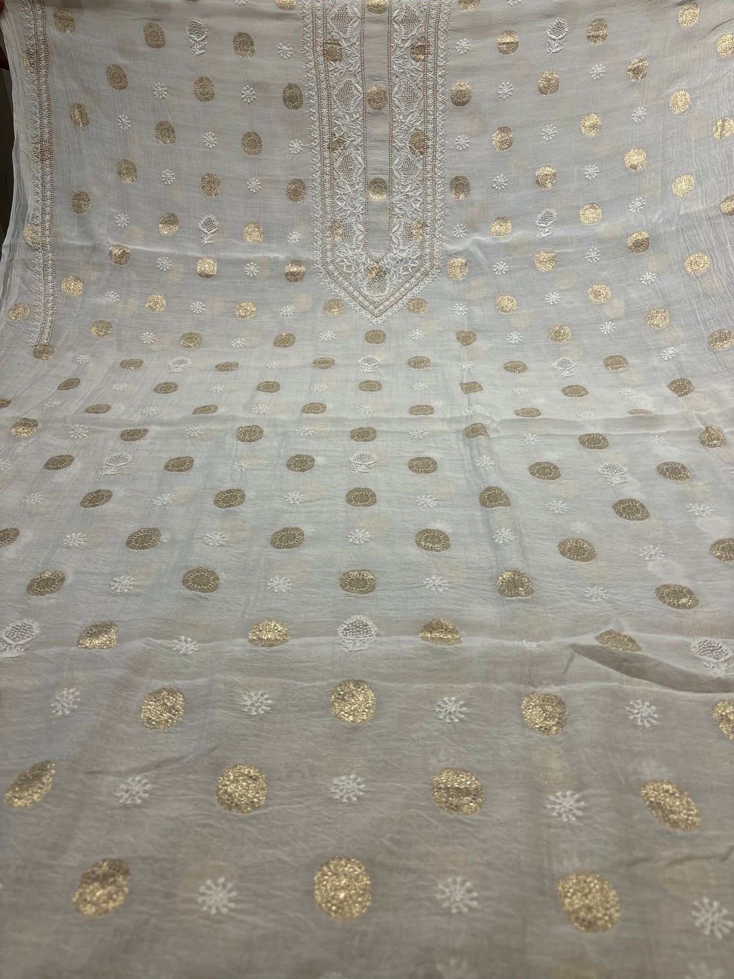 Dyeable Chanderi Mul Banarsi Chikankari Men’s Kurta