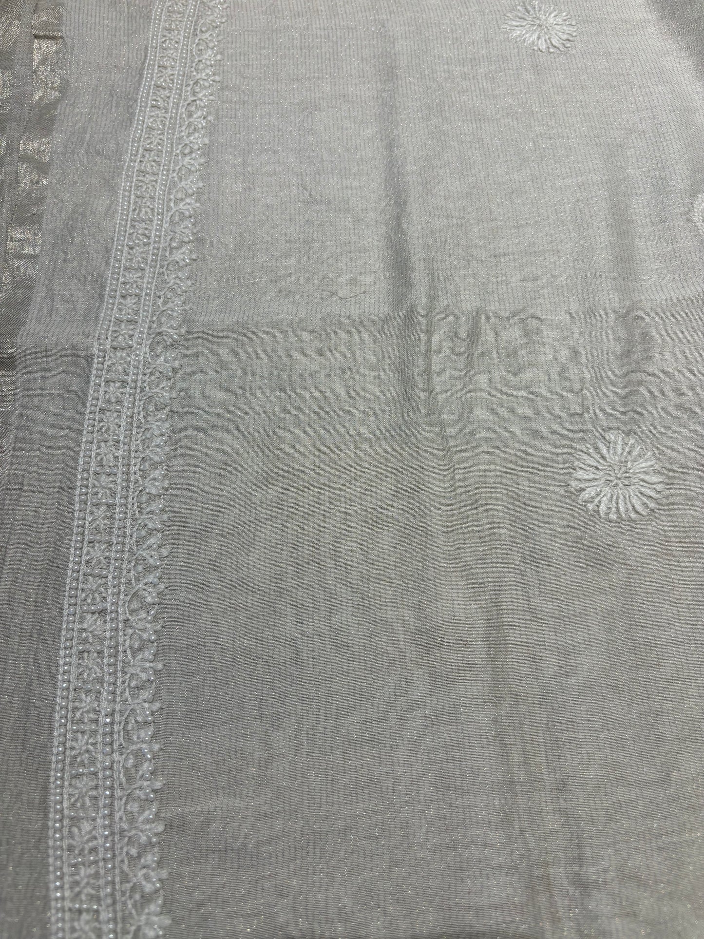 Dyeable Tissue Chikankari Men's Kurta