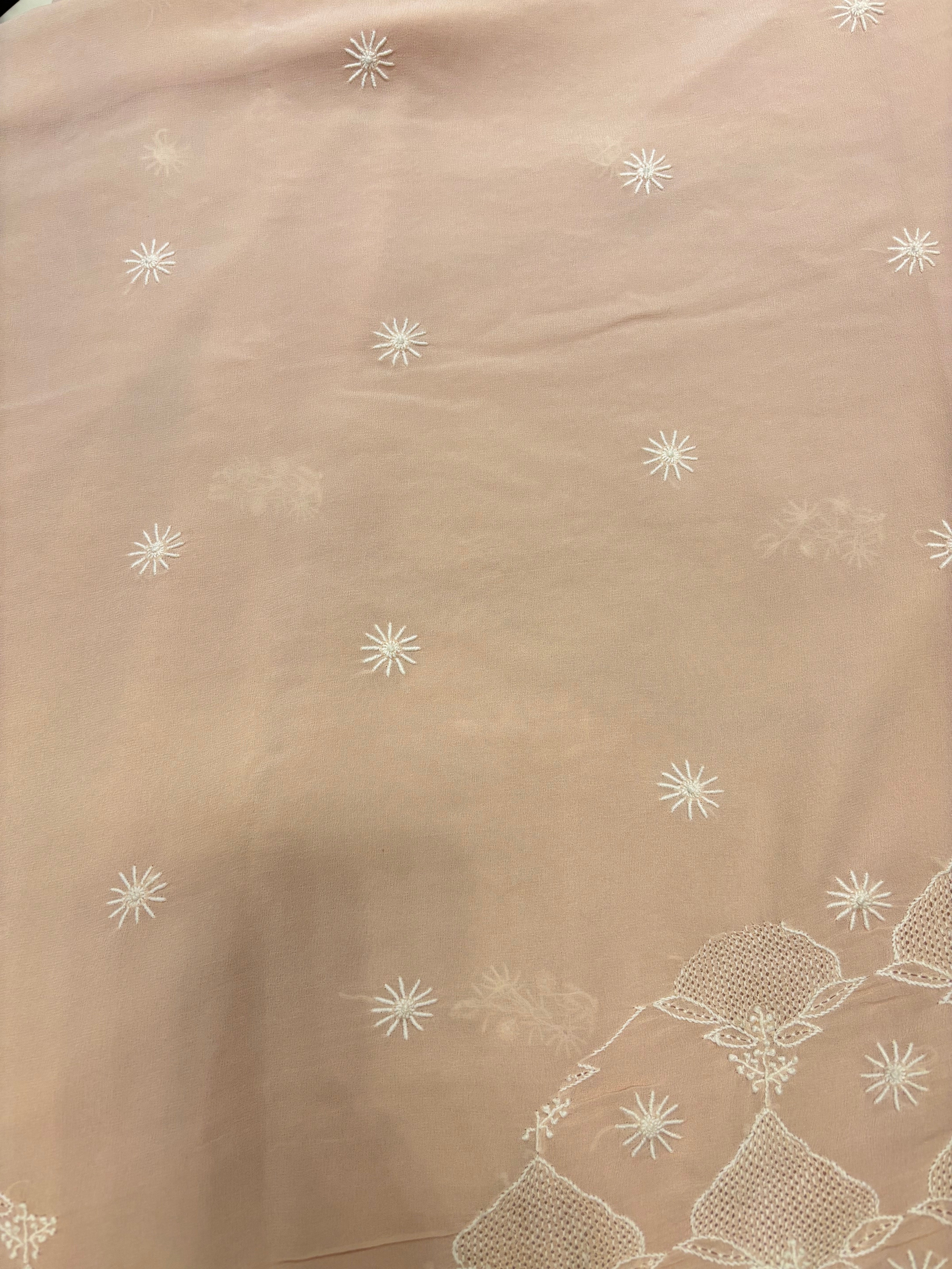 Peach Pure & Premium Georgette Chikankari Saree & Blouse