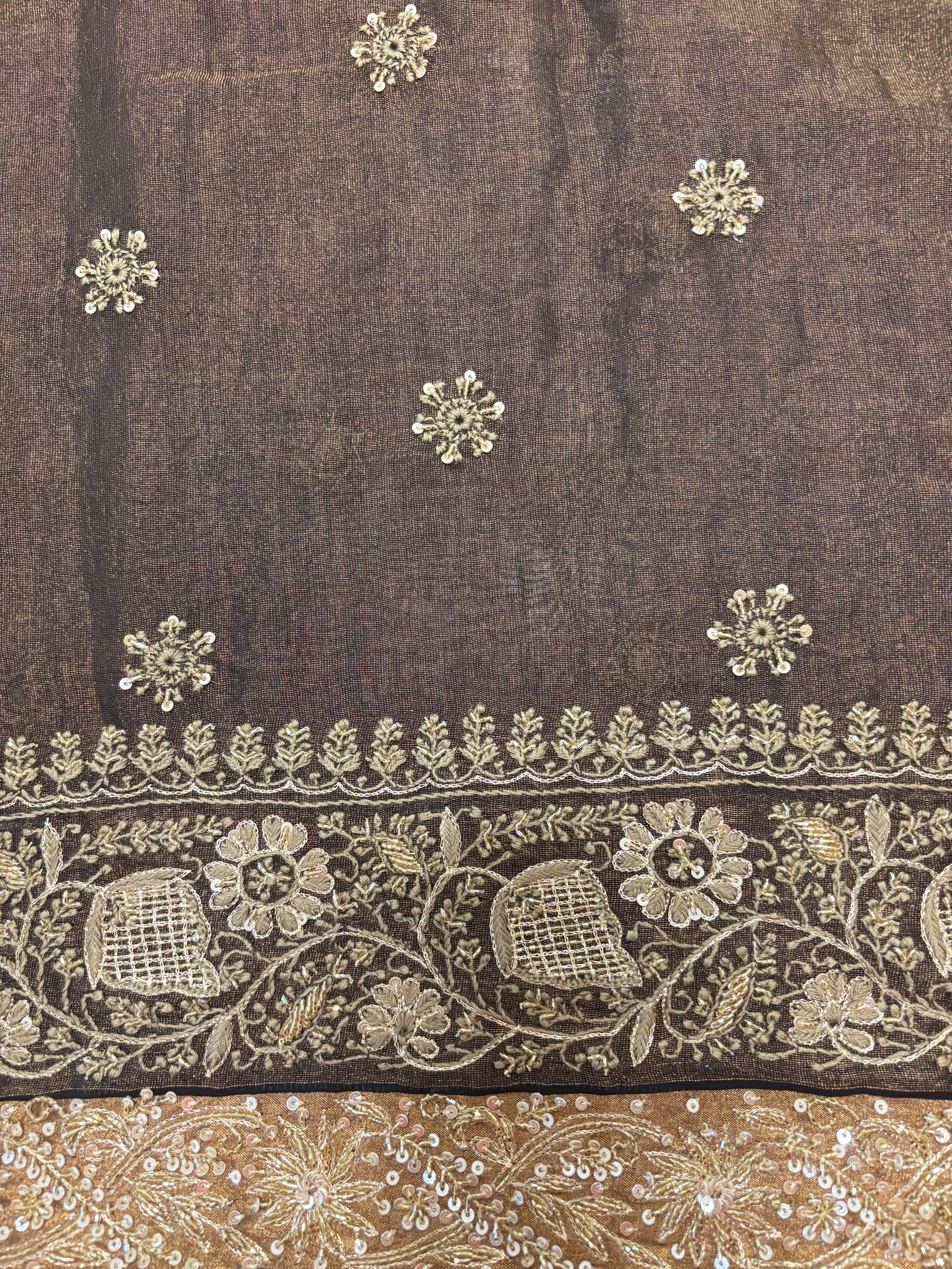 Black Pure & Premium Tissue Chikankari Saree & Blouse