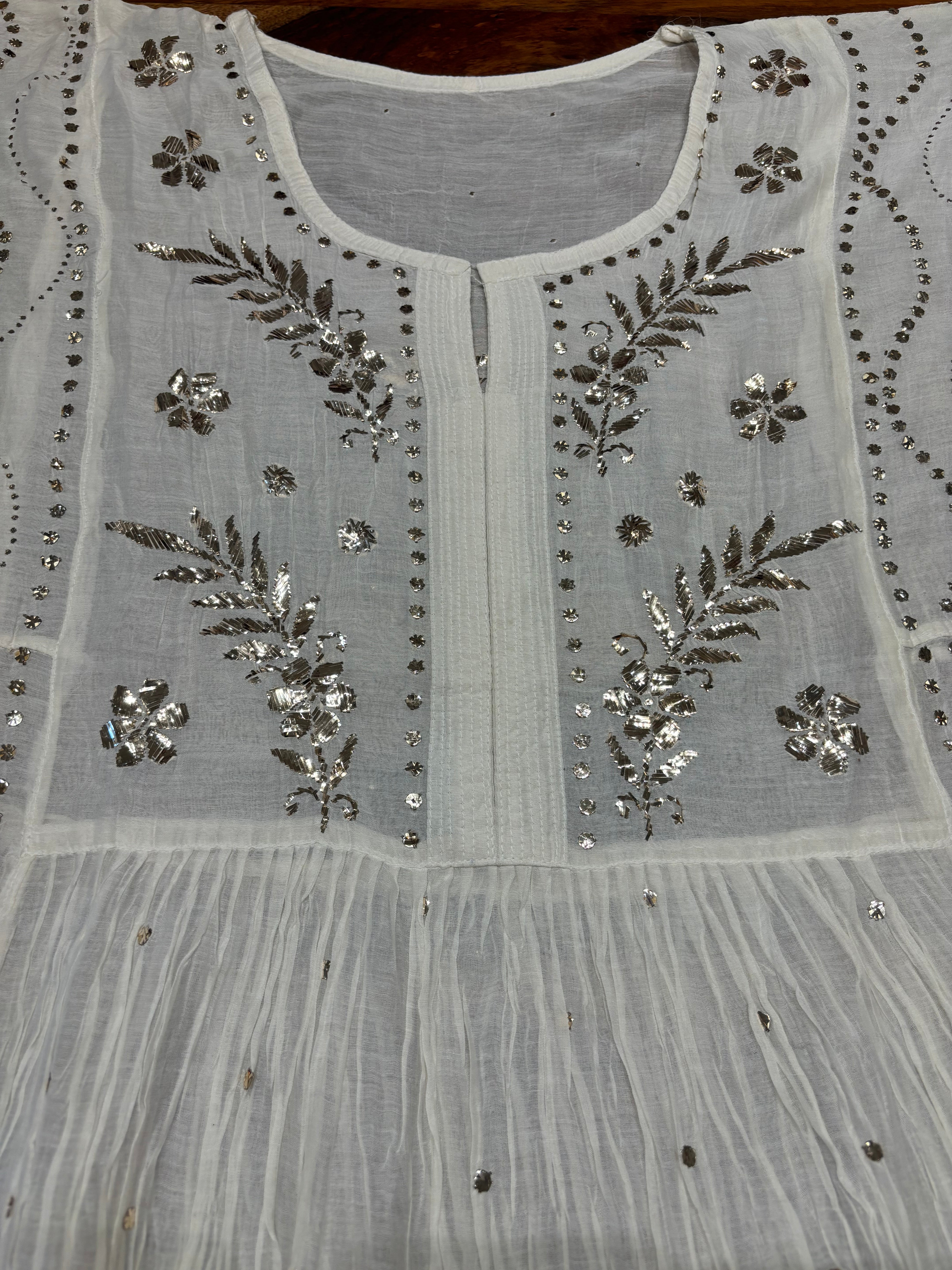 Dyeable Chanderi Mul Badla Tunic and Dupatta