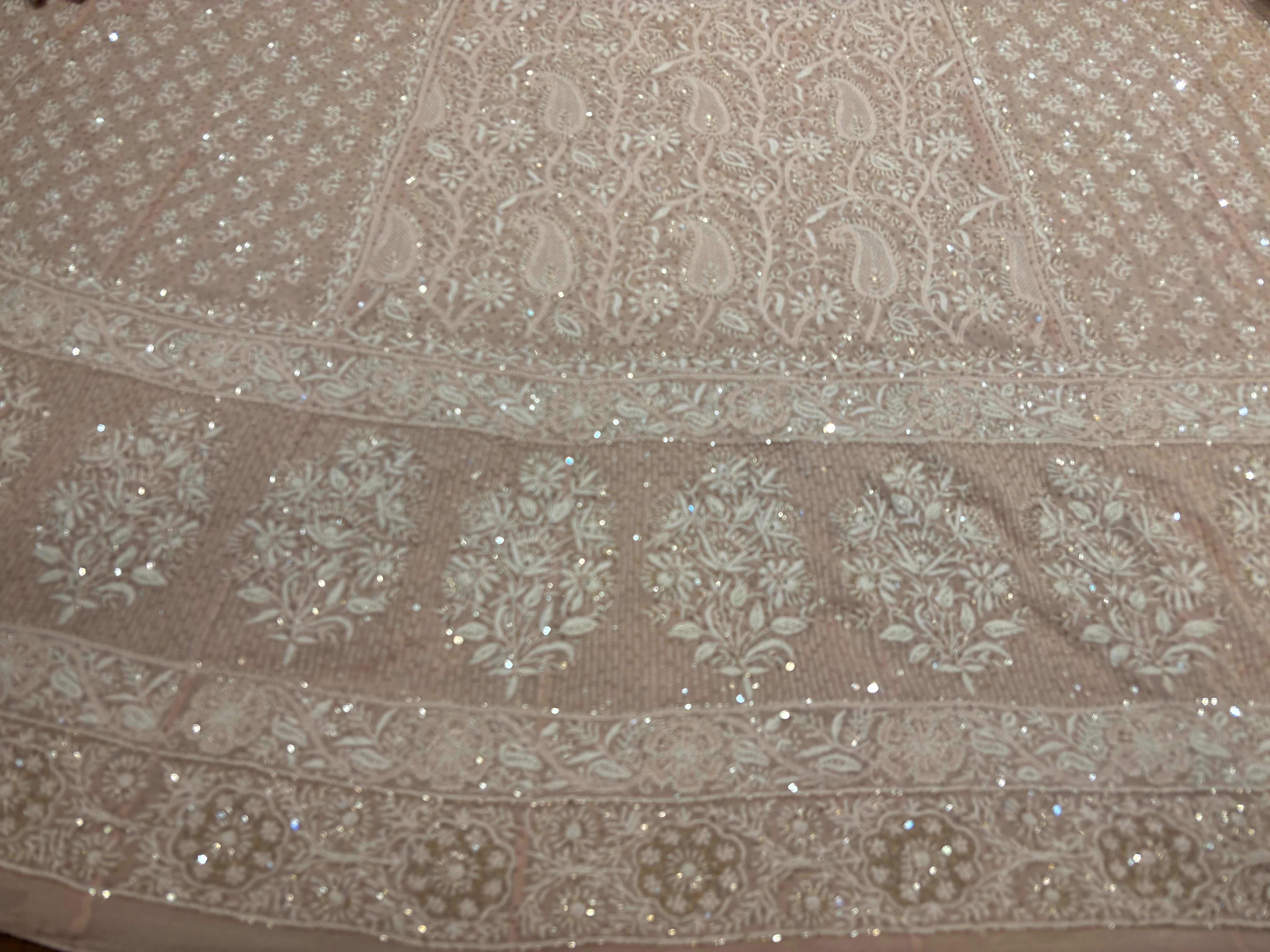 Nude Peach Pure Georgette Chikankari Anarkali and Dupatta