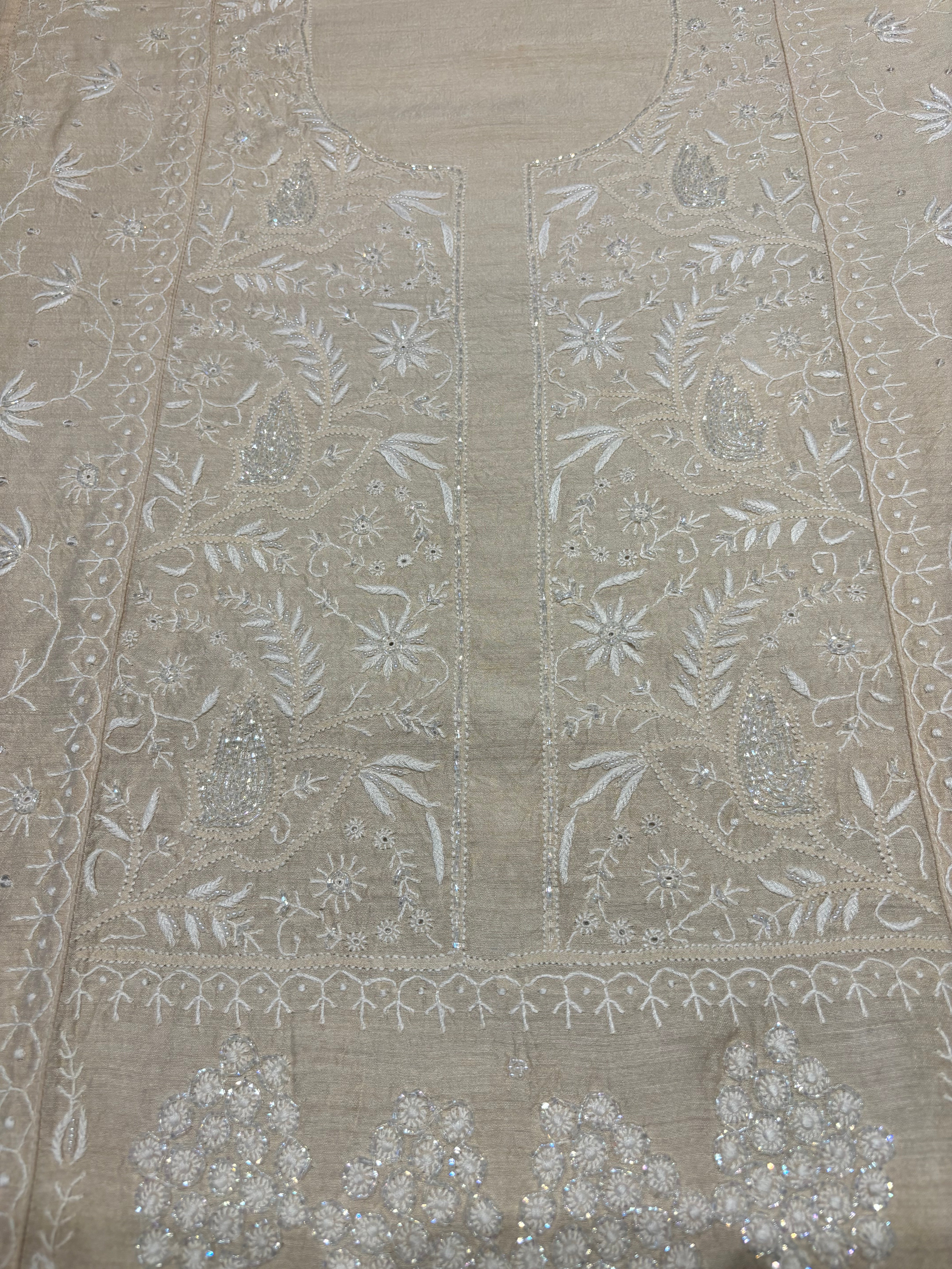 Dyeable Silk Chikankari Kurta and dupatta