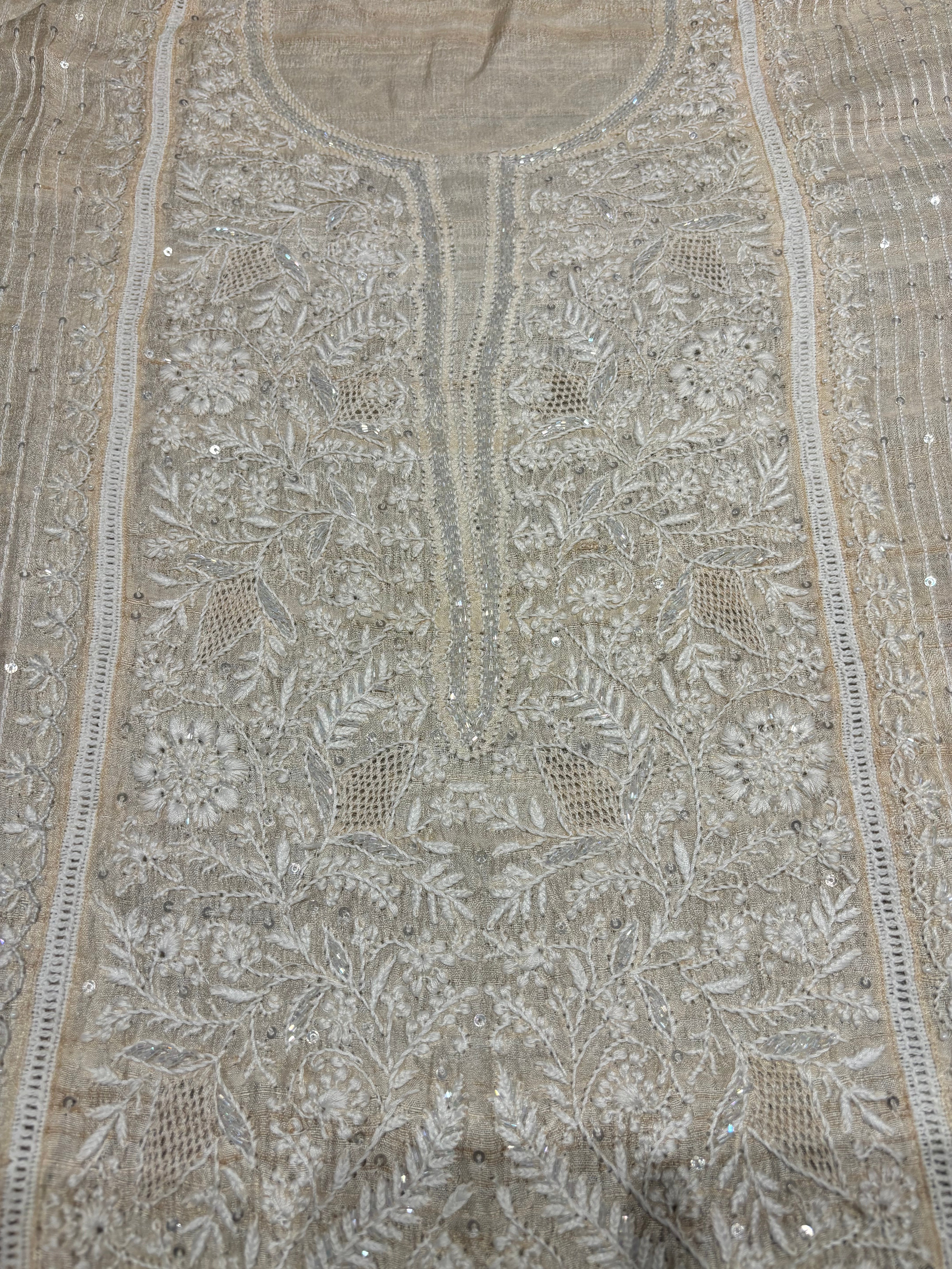 Dyeable Silk Chikankari Kurta and dupatta