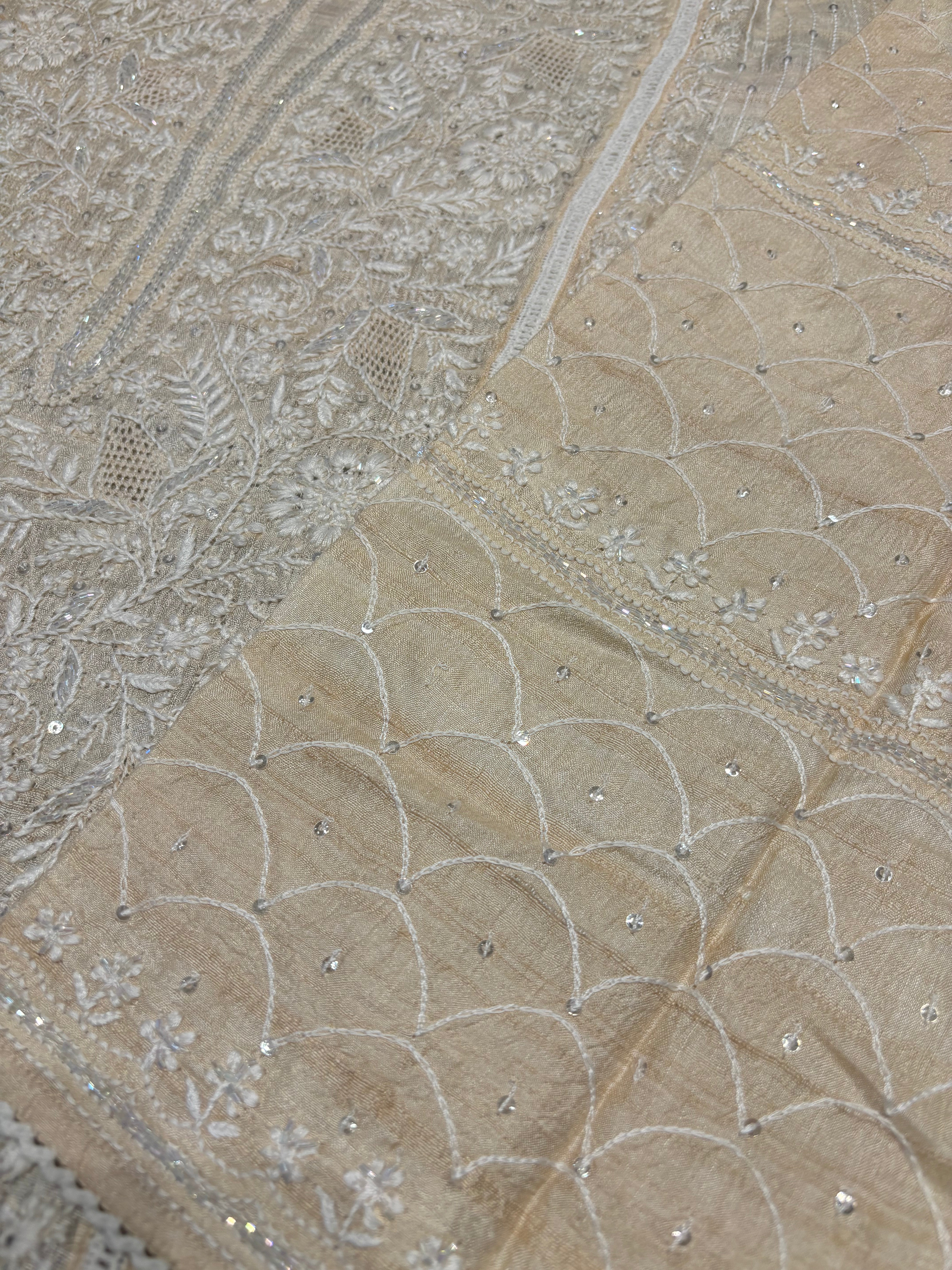 Dyeable Silk Chikankari Kurta and dupatta