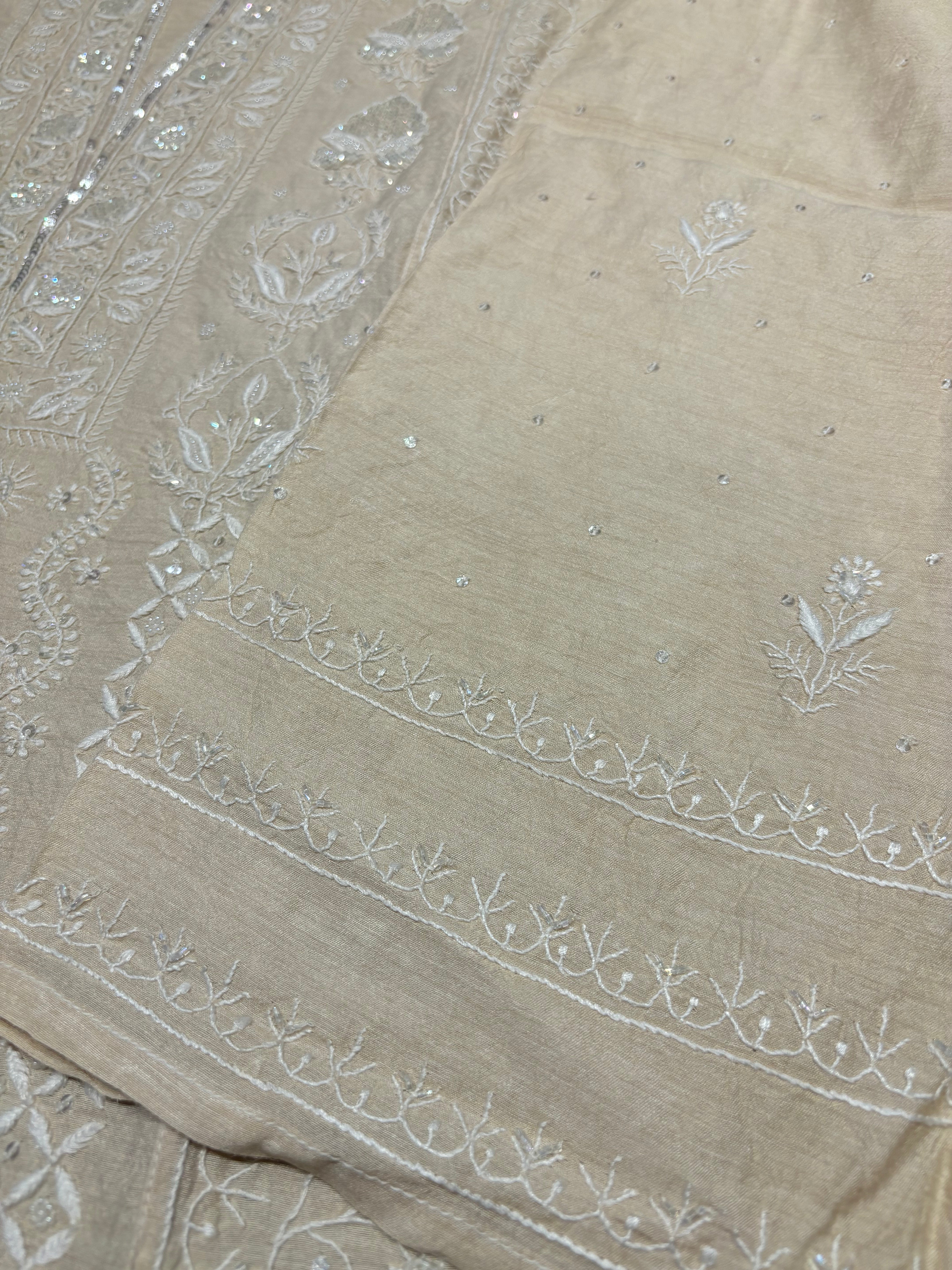 Dyeable Silk Chikankari Kurta and dupatta