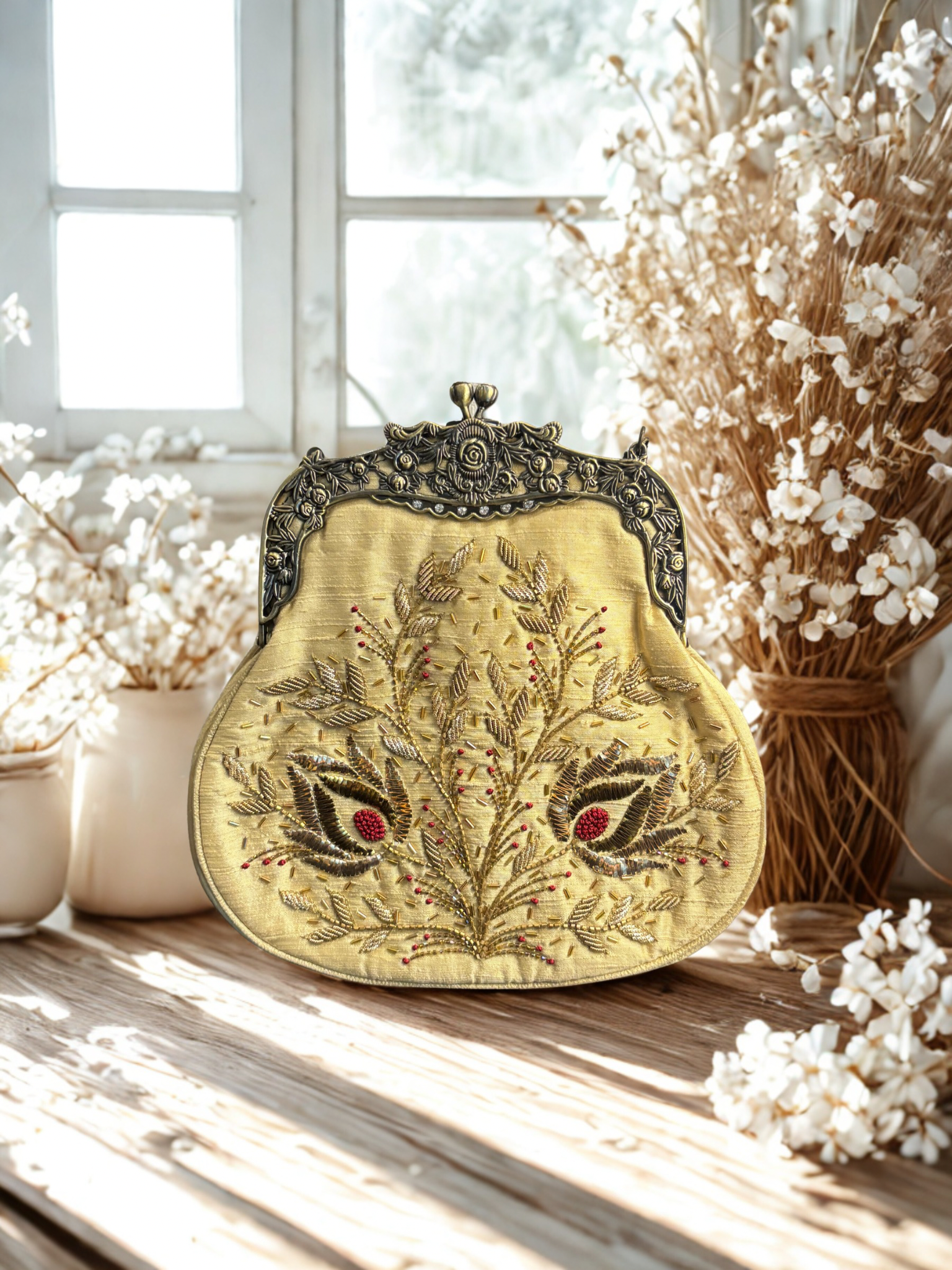 Golden Silk Mukaish Clutch