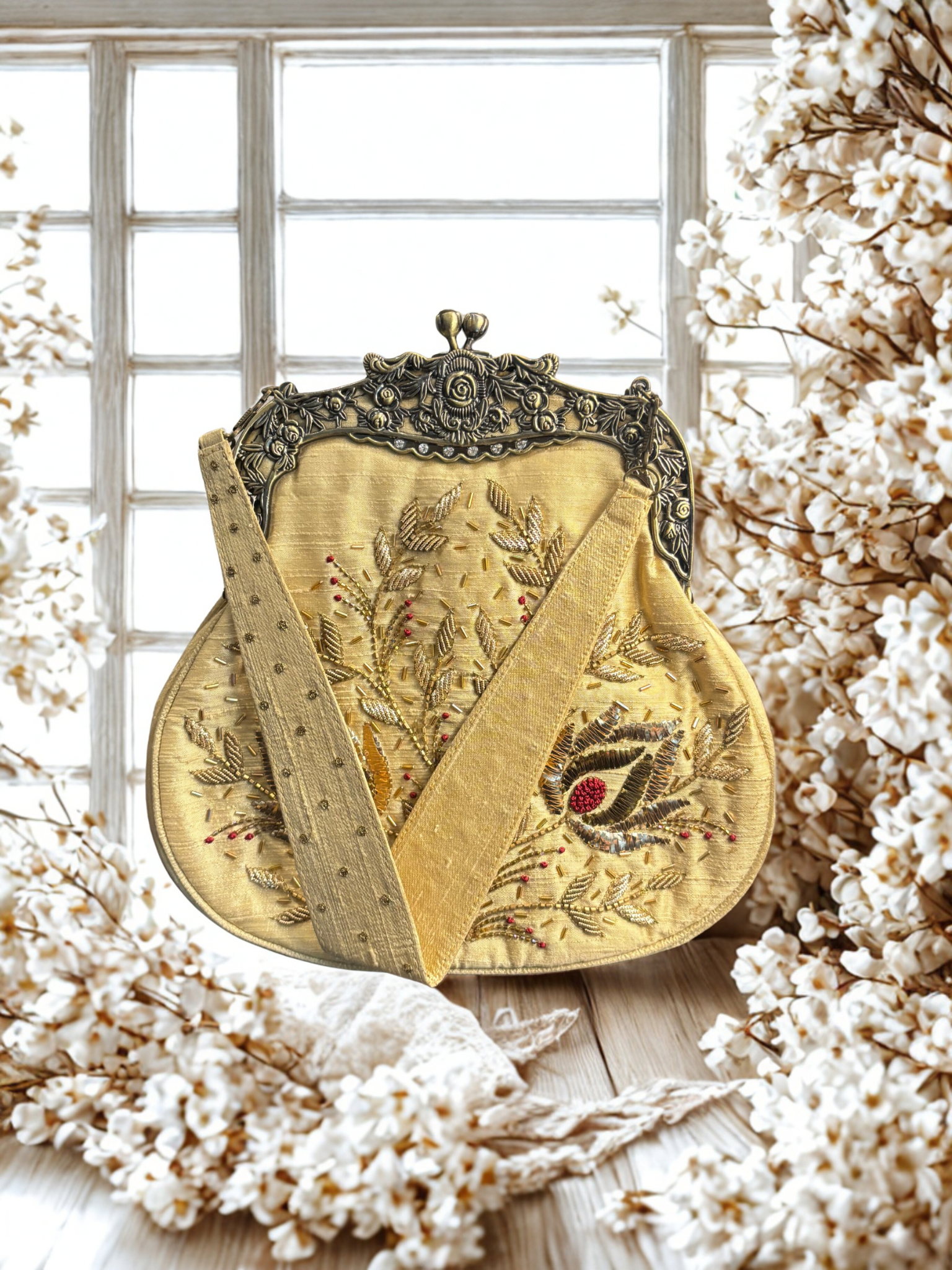 Golden Silk Mukaish Clutch