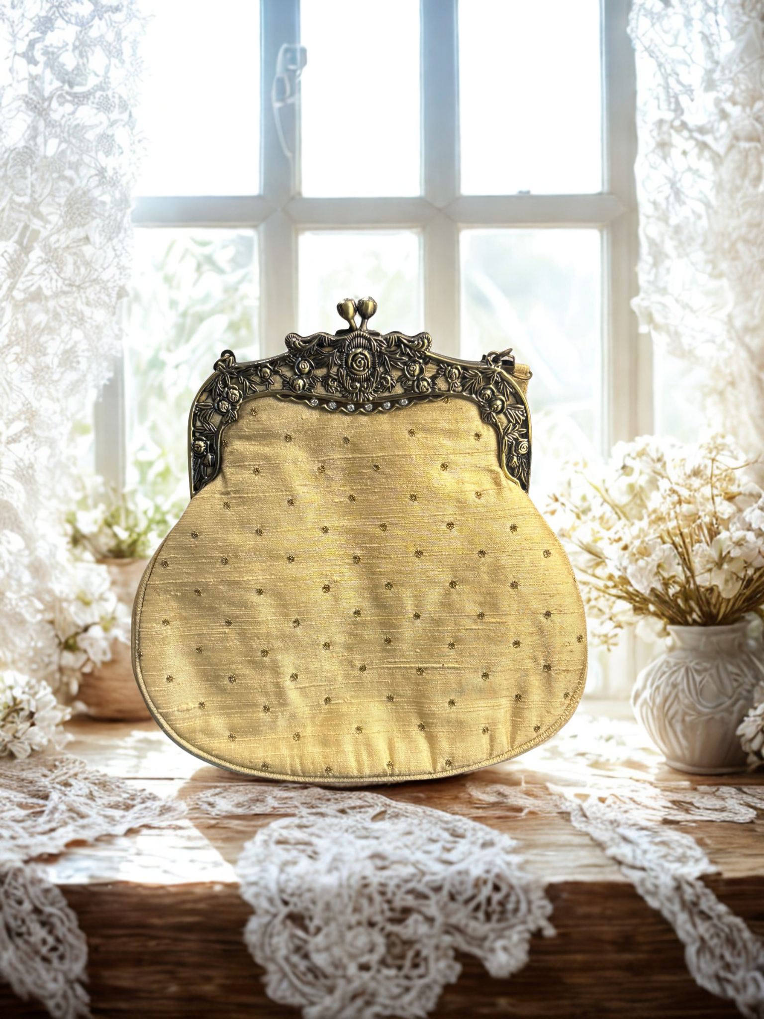 Golden Silk Mukaish Clutch
