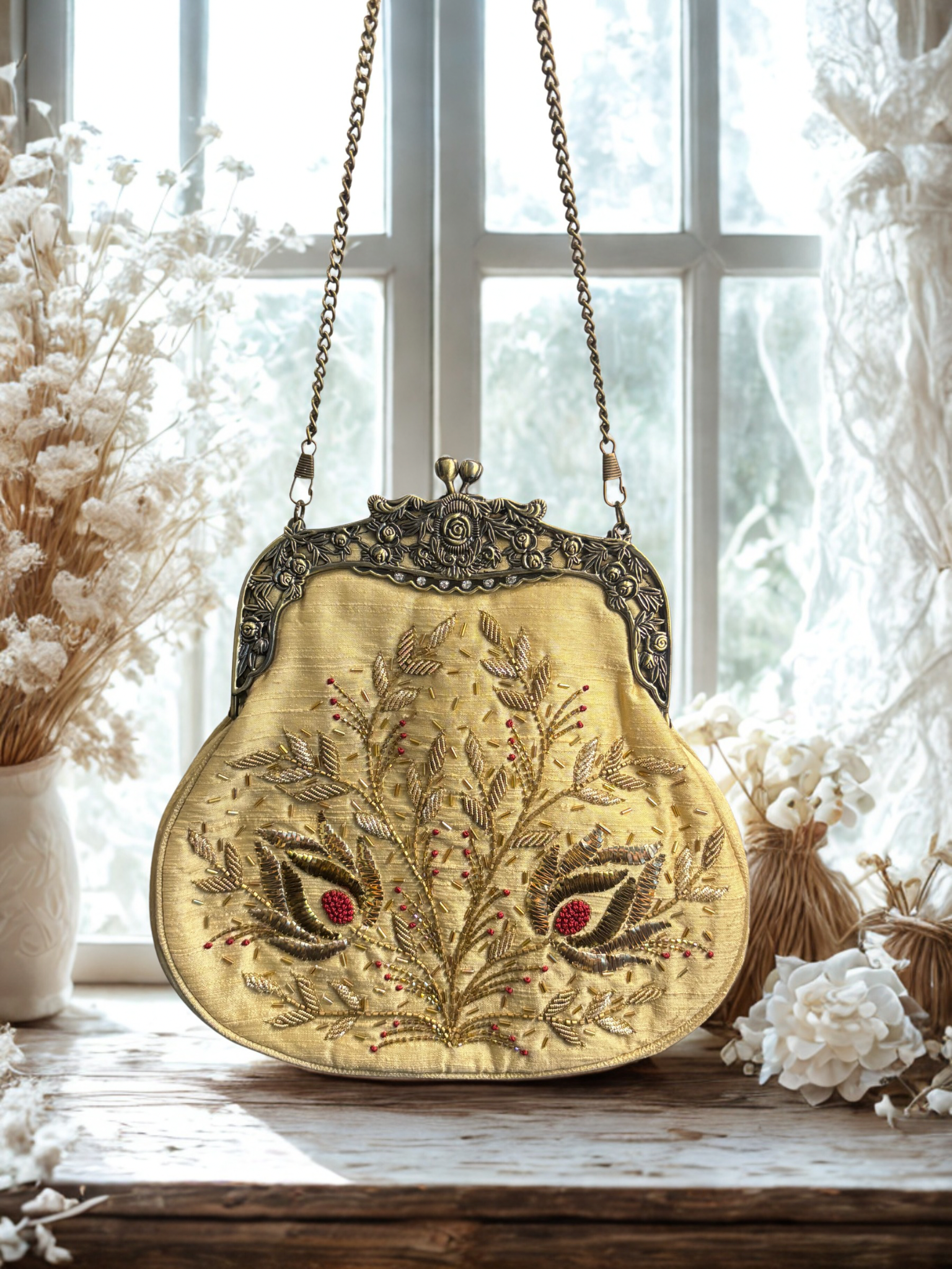 Golden Silk Mukaish Clutch
