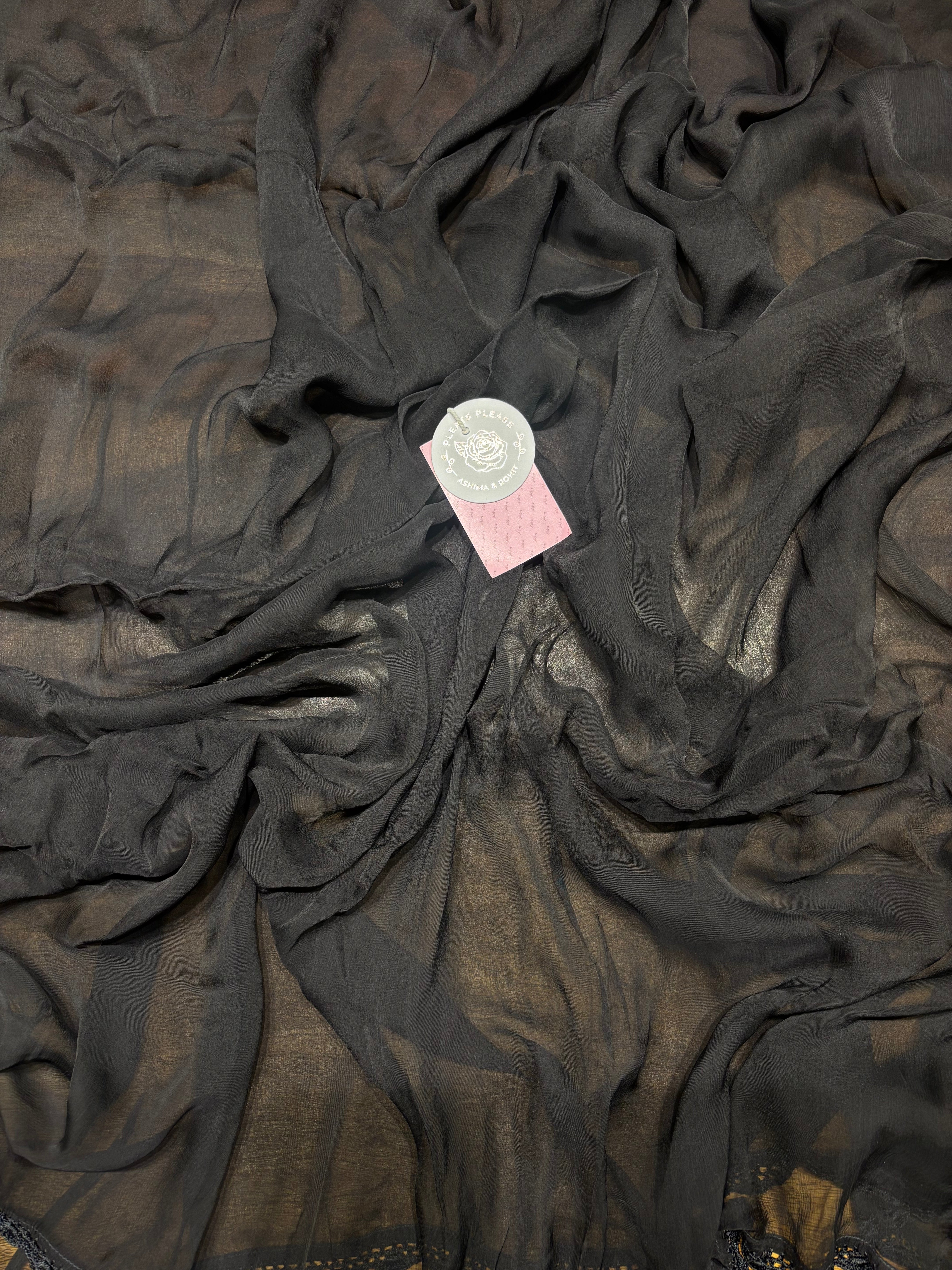 Black Mul Chikankari Kurta Dupatta Bottom Set