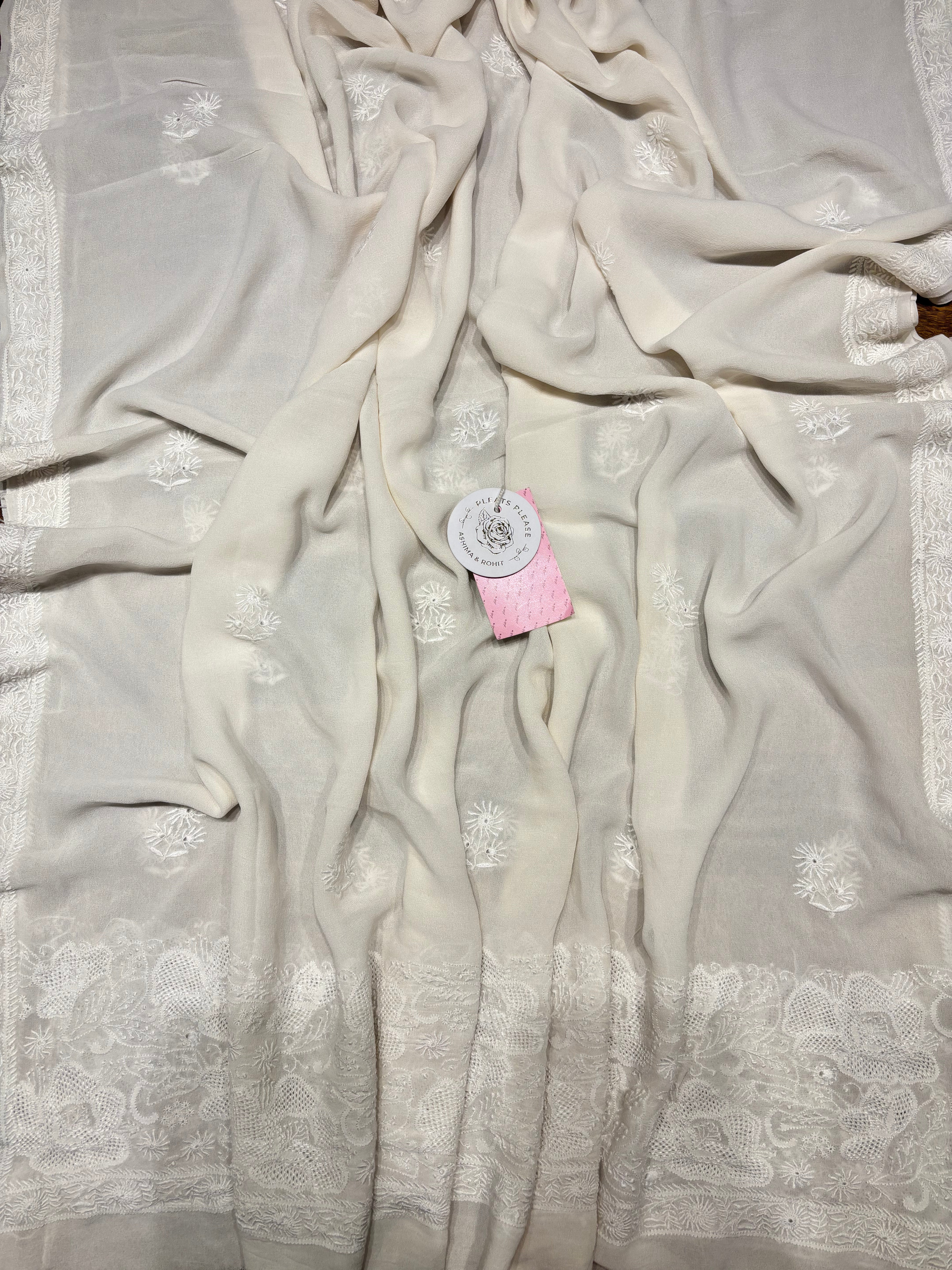 Dyeable Pure Georgette Chikankari Kurta & Dupatta