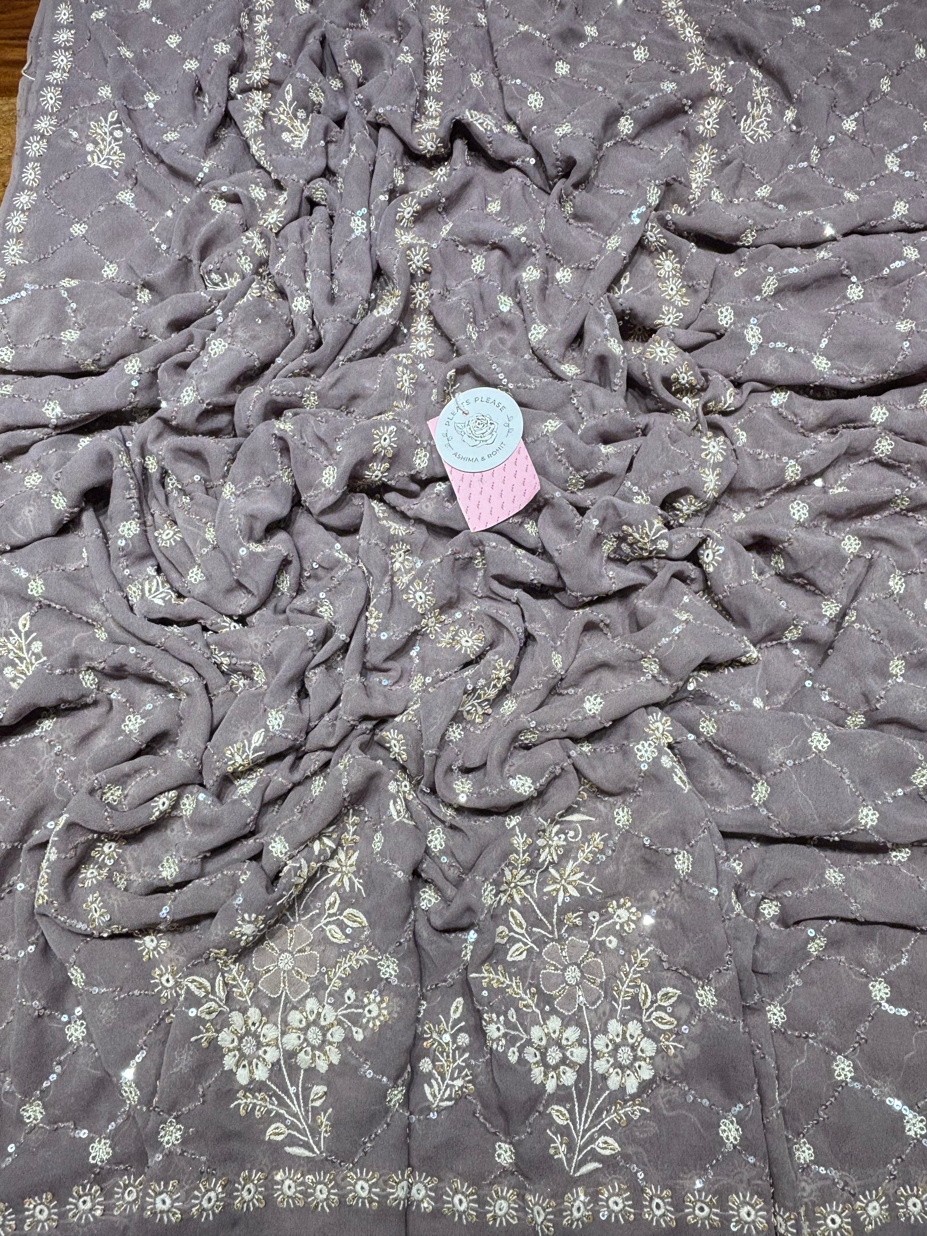 Mauve Taupe Pure & Premium Georgette Kurta & Dupatta