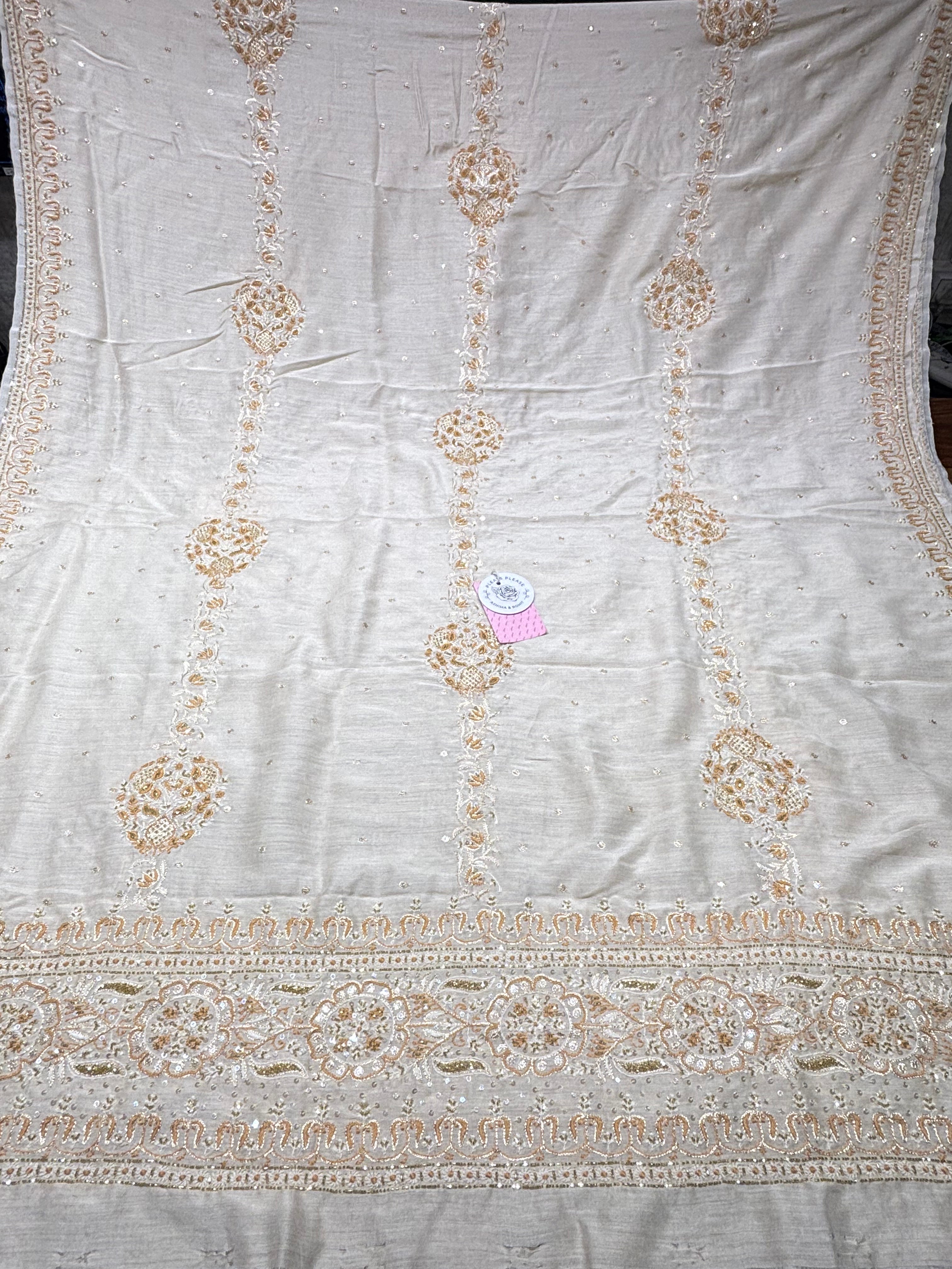 Dyeable Pure & Premium Munga Silk Chikankari A line Anarkali ,Dupatta & Bottom