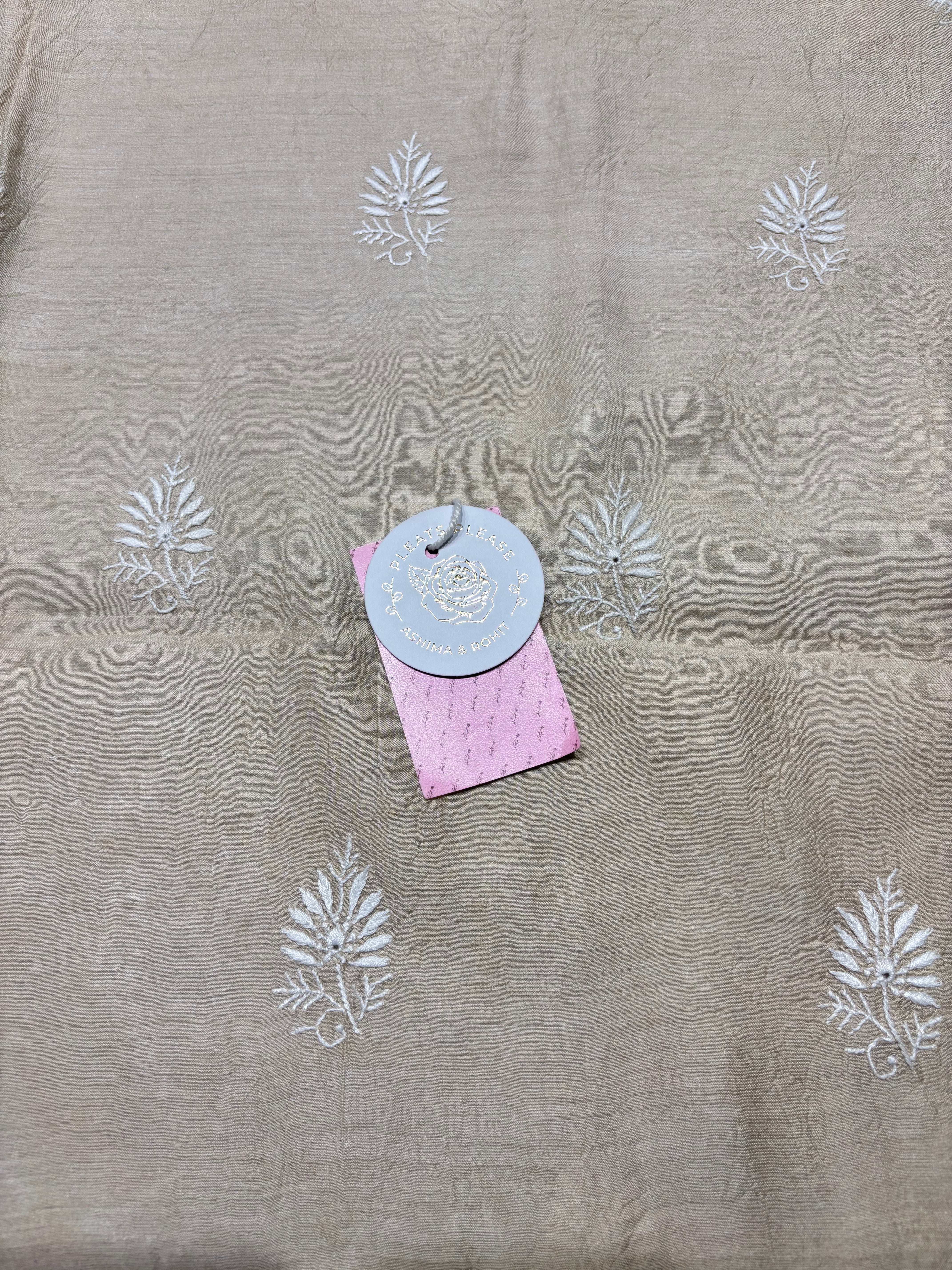Dyeable Pure Munga Silk Chikankari Kurta & Dupatta - Pleats PleaseChikankari