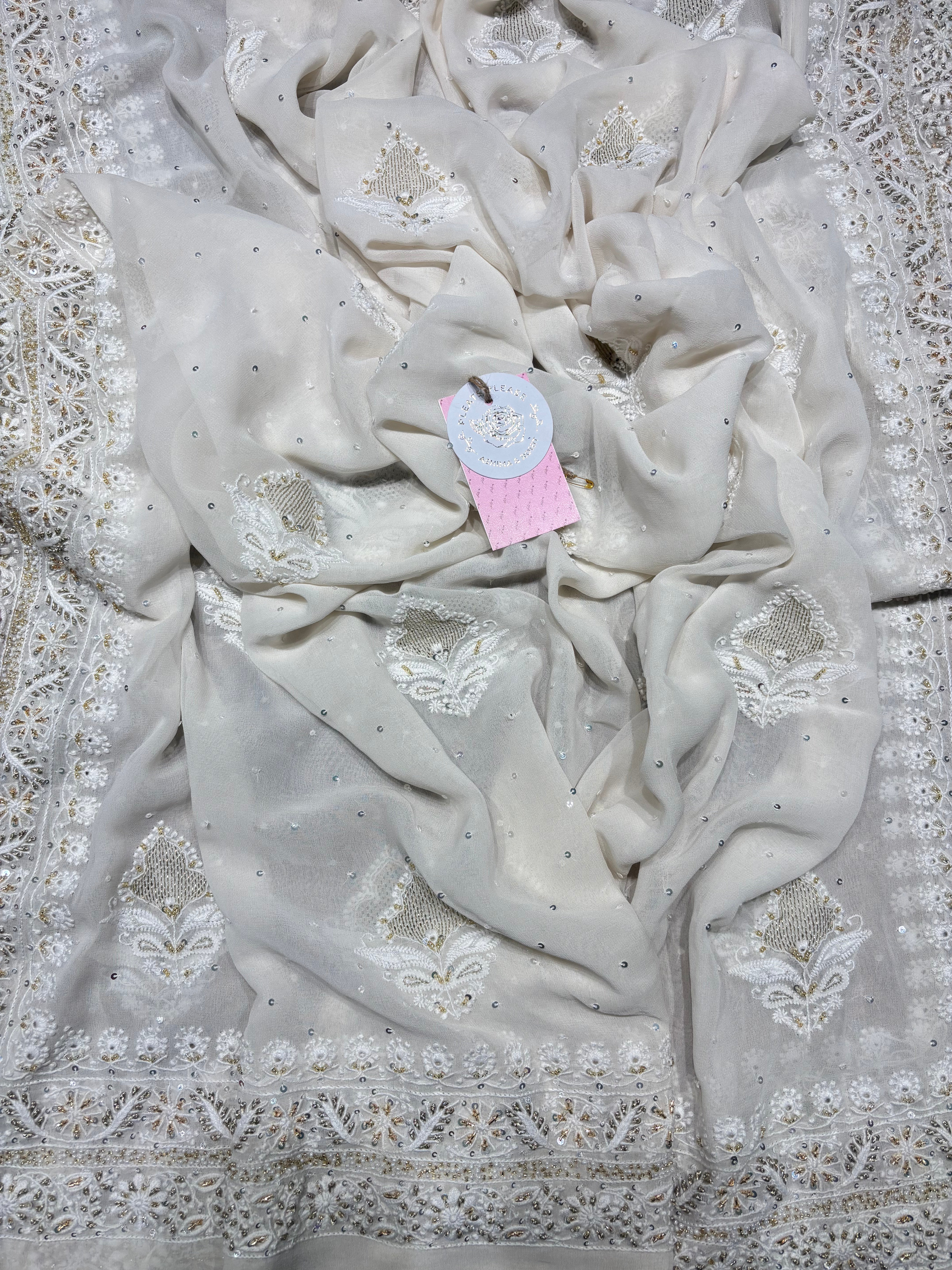 Dyeable Pure & Premium Georgette Chikankari Kurta & Dupatta
