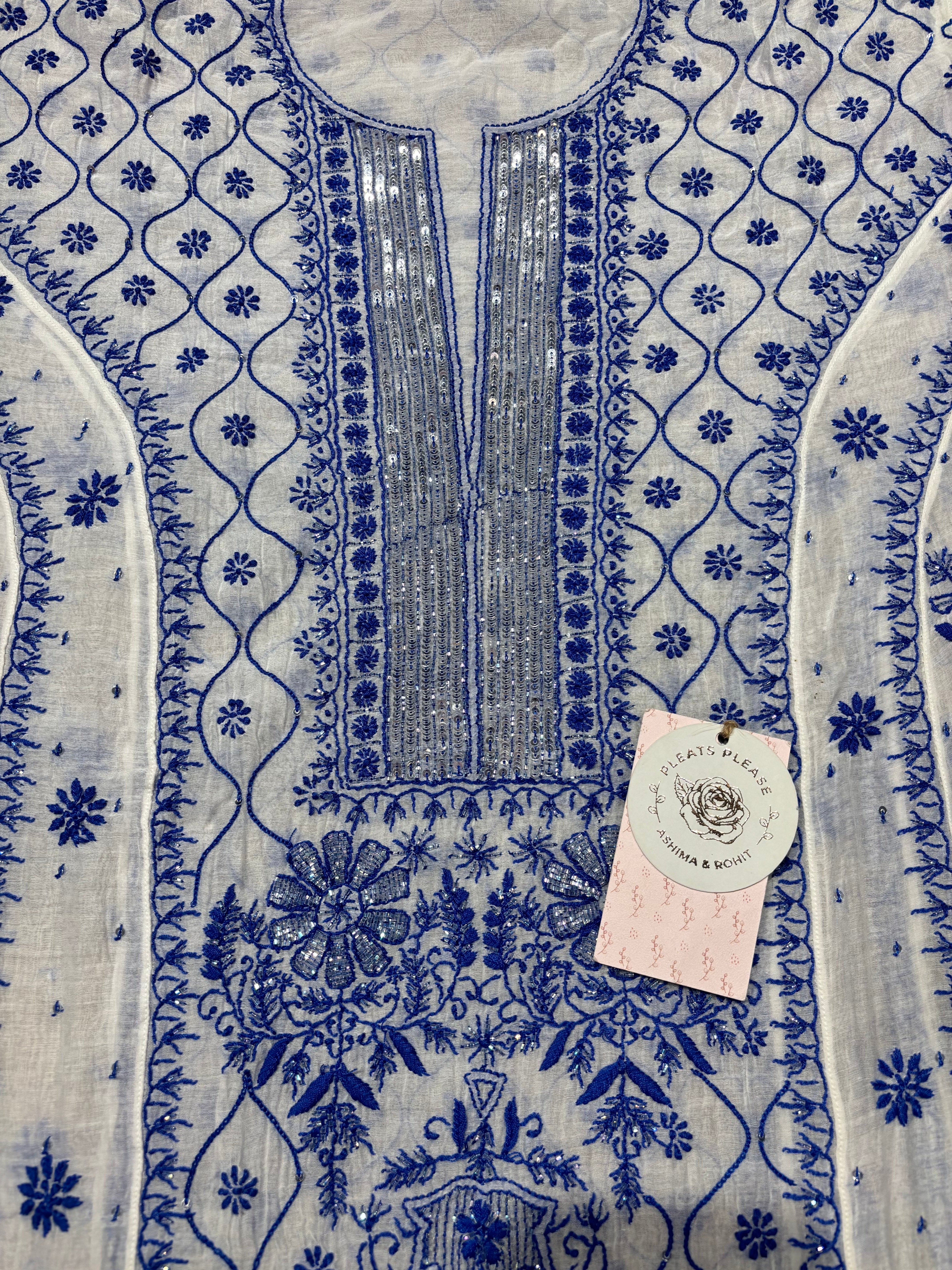 Dyeable Chanderi Mul Chikankari Anarkali & Dupatta Set