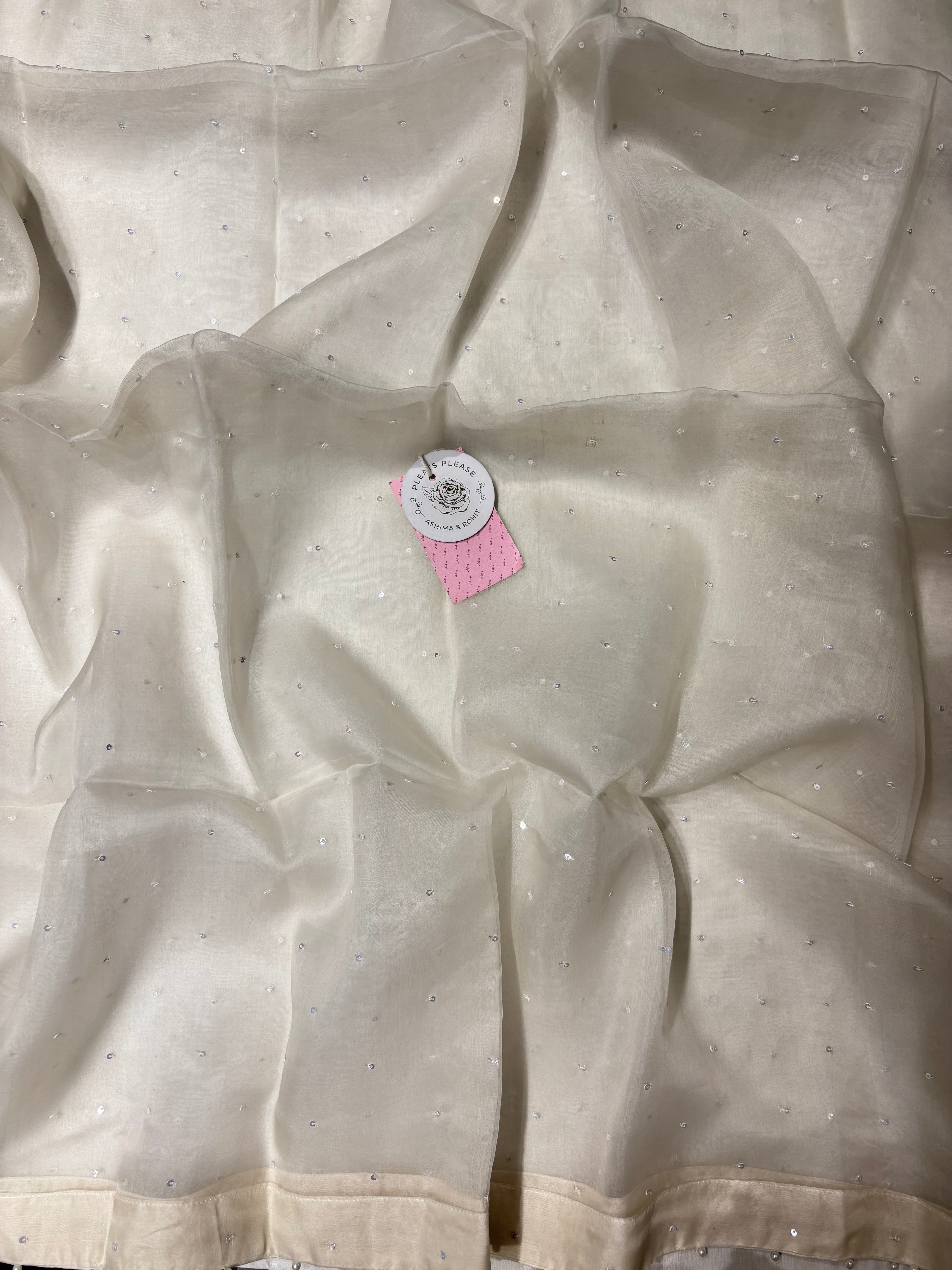 Dyeable White Pure Organza Silk Kurta & Dupatta